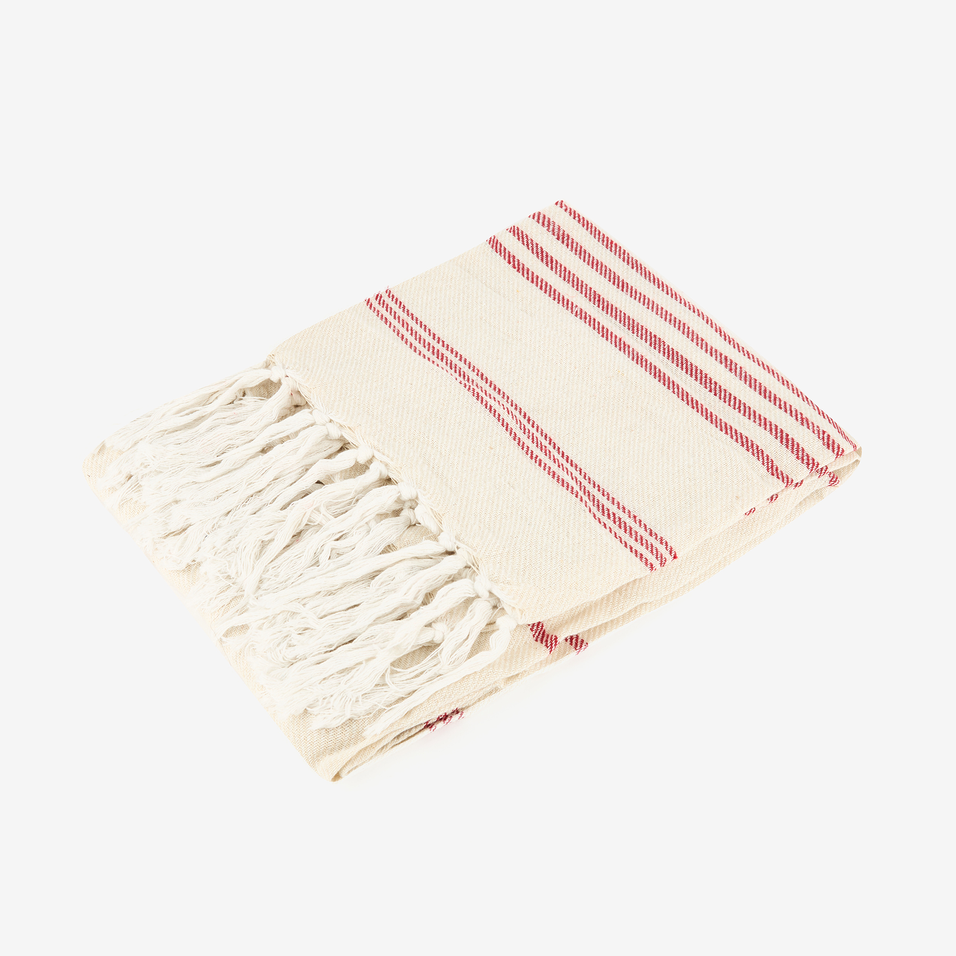 Pareo de algodón con flecos rayas rojas Cervia 85x170cm