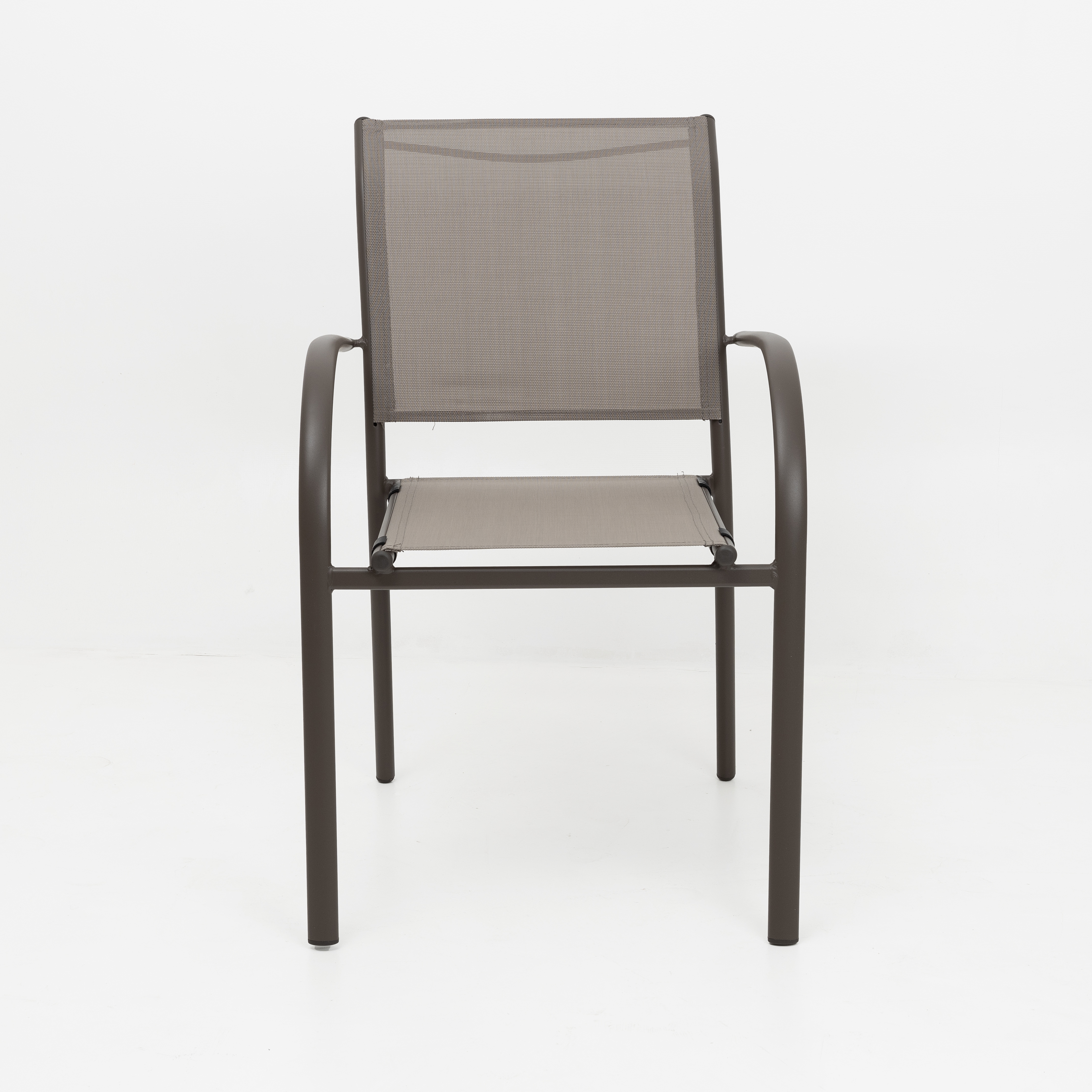 Silla de jardín apilable con reposabrazos de aluminio marrón Feroe 65x56x88cm
