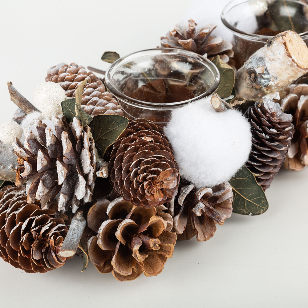 Centro portavelas pi&ntilde;as 37x15x8cm