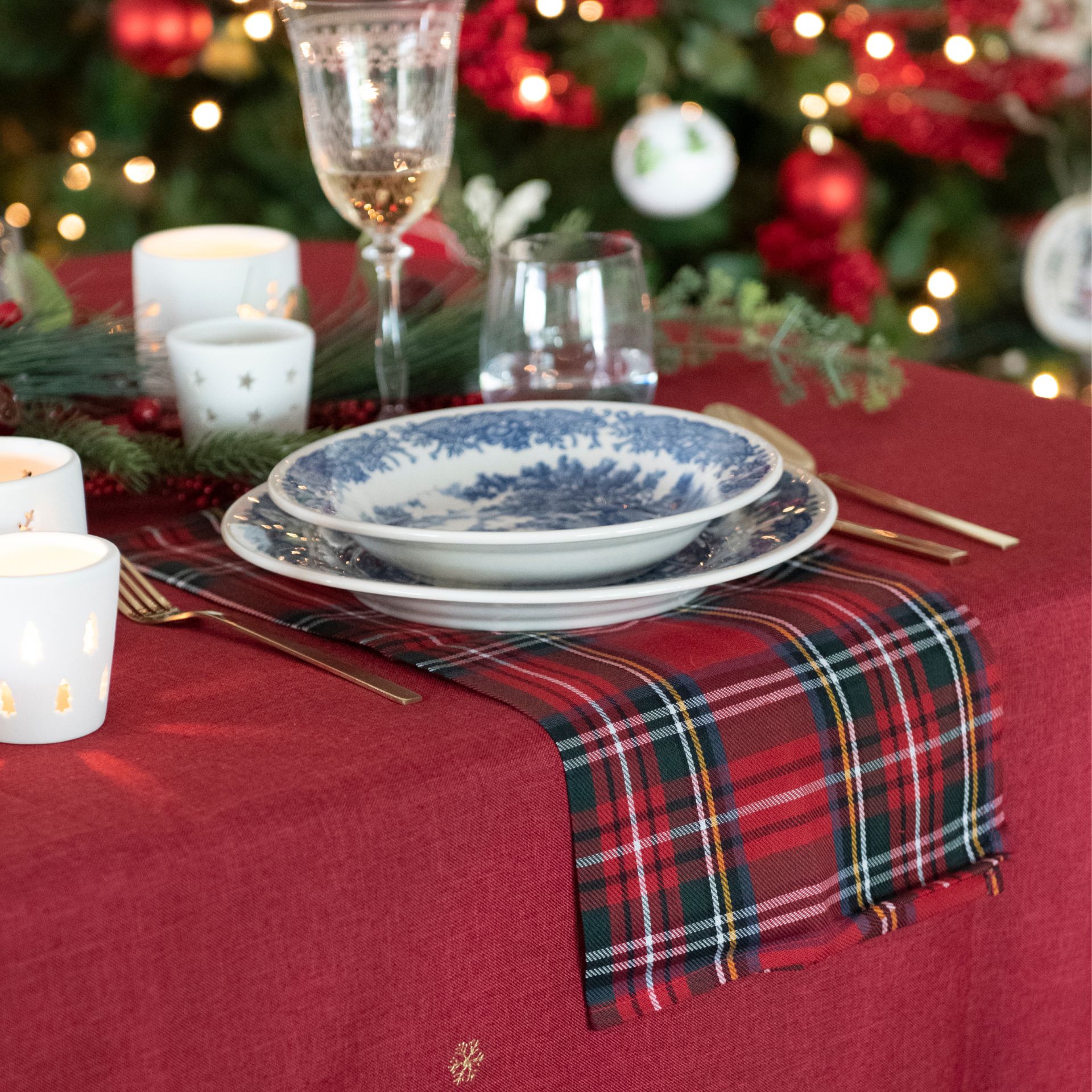 Servilleta roja Tartán 45x45cm