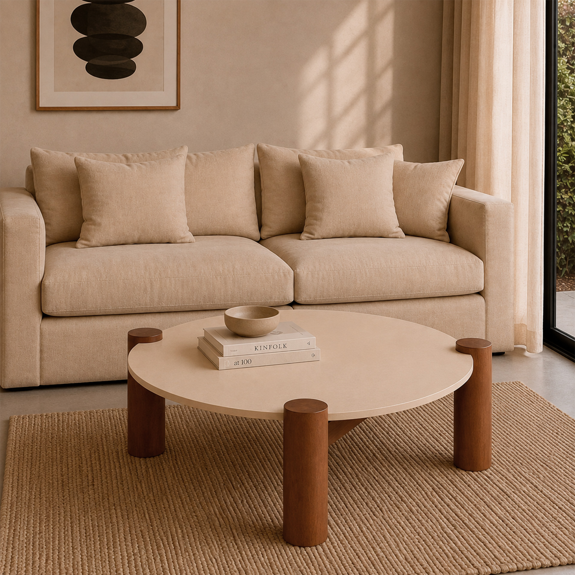 Mesa de centro de madera maciza de hevea Varek &Oslash;85,5cm