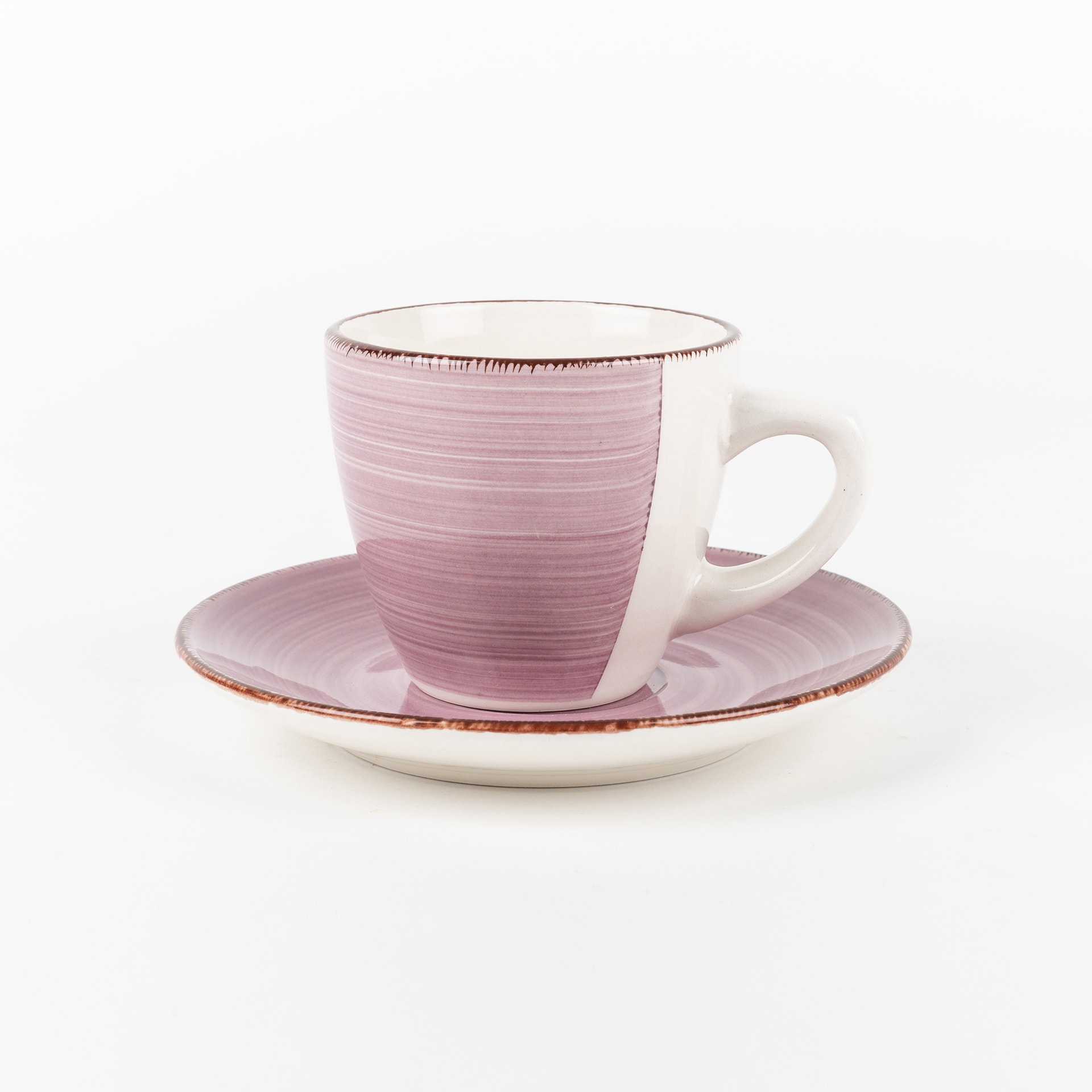 Set 2 tazas con plato rosa de gres Vita 22cl