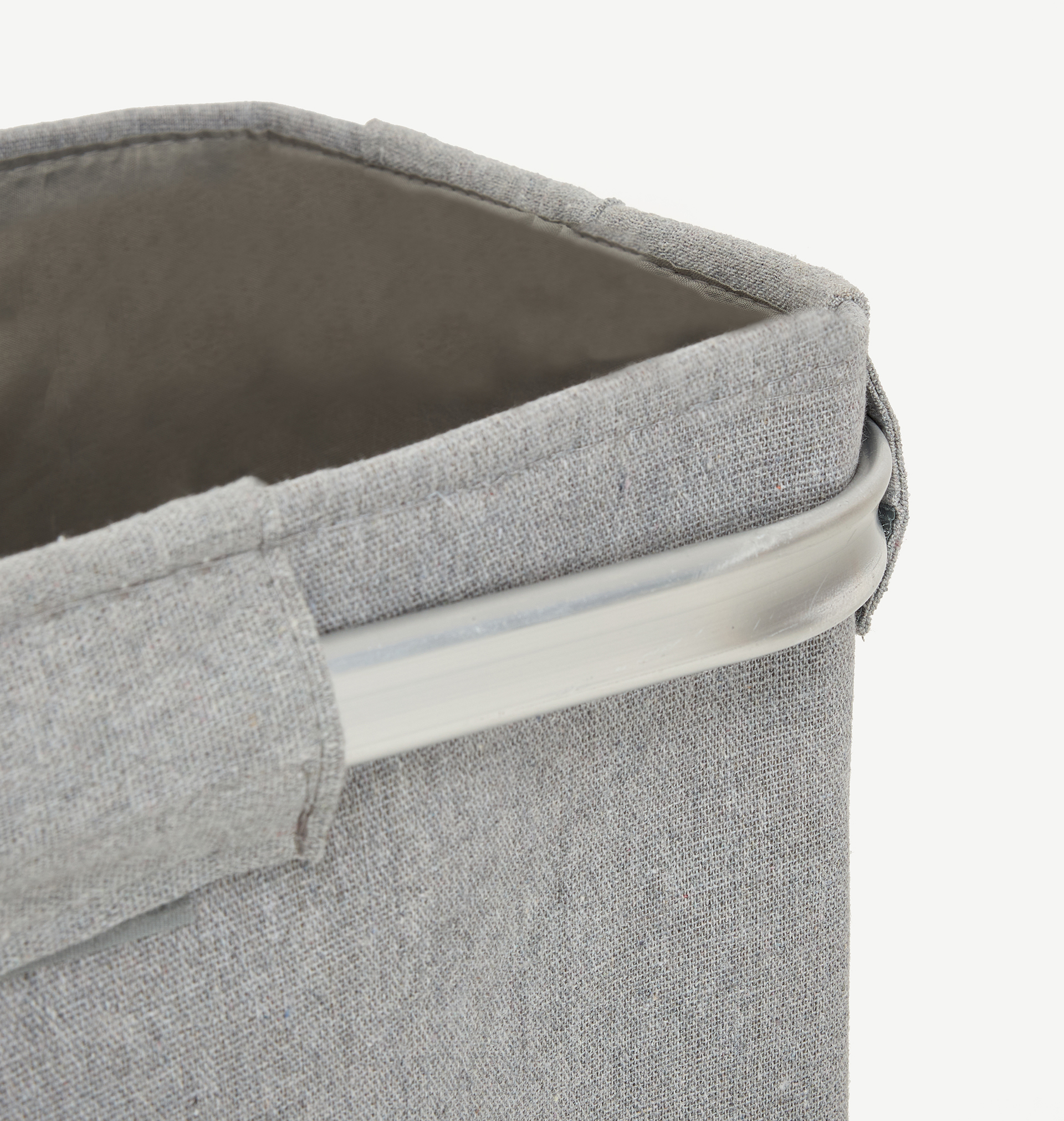 Cesta para ropa rectangular doble de aluminio y tela gris Deluxe 50x30x50cm