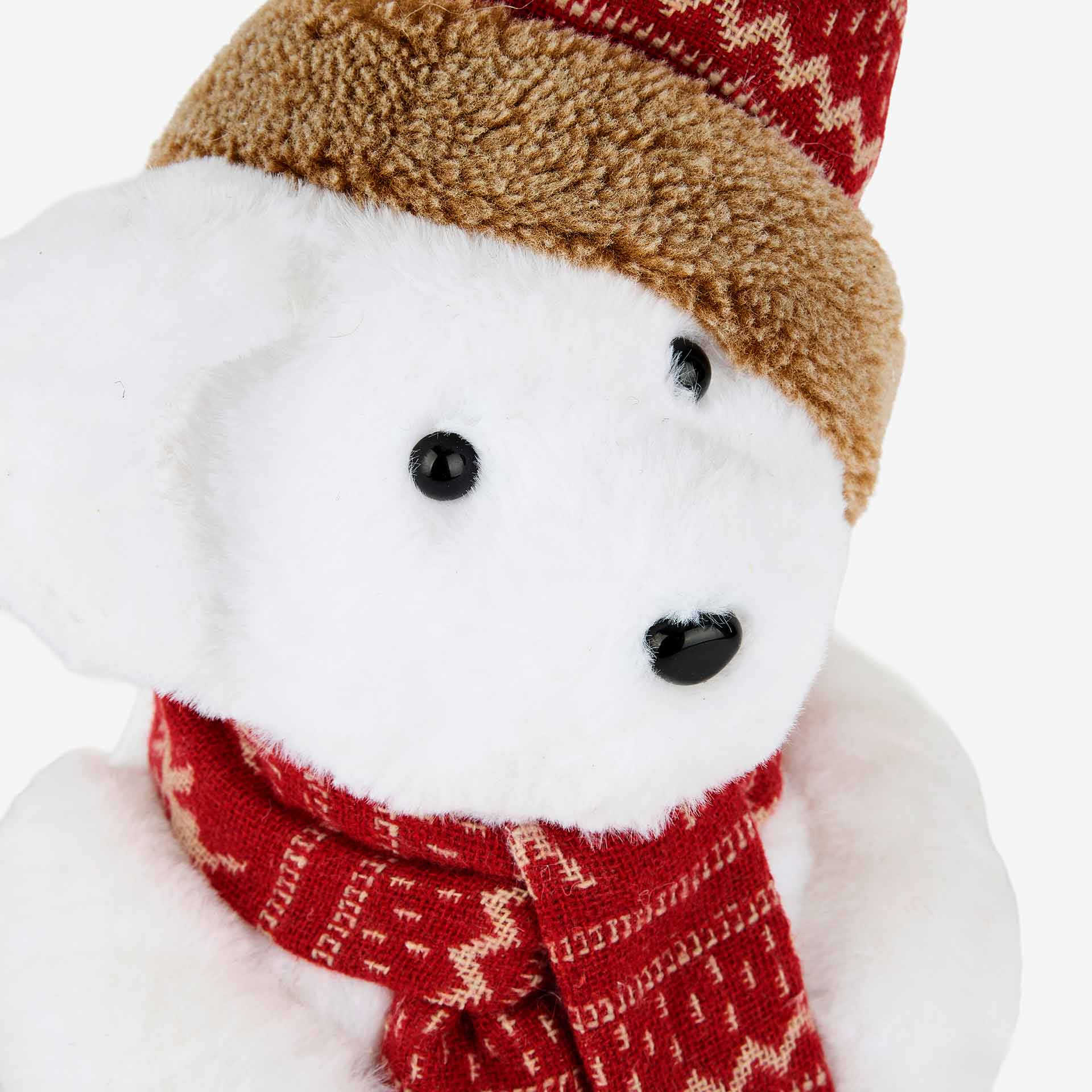 Figura decorativa de oso blanco con gorro y bufanda 27cm