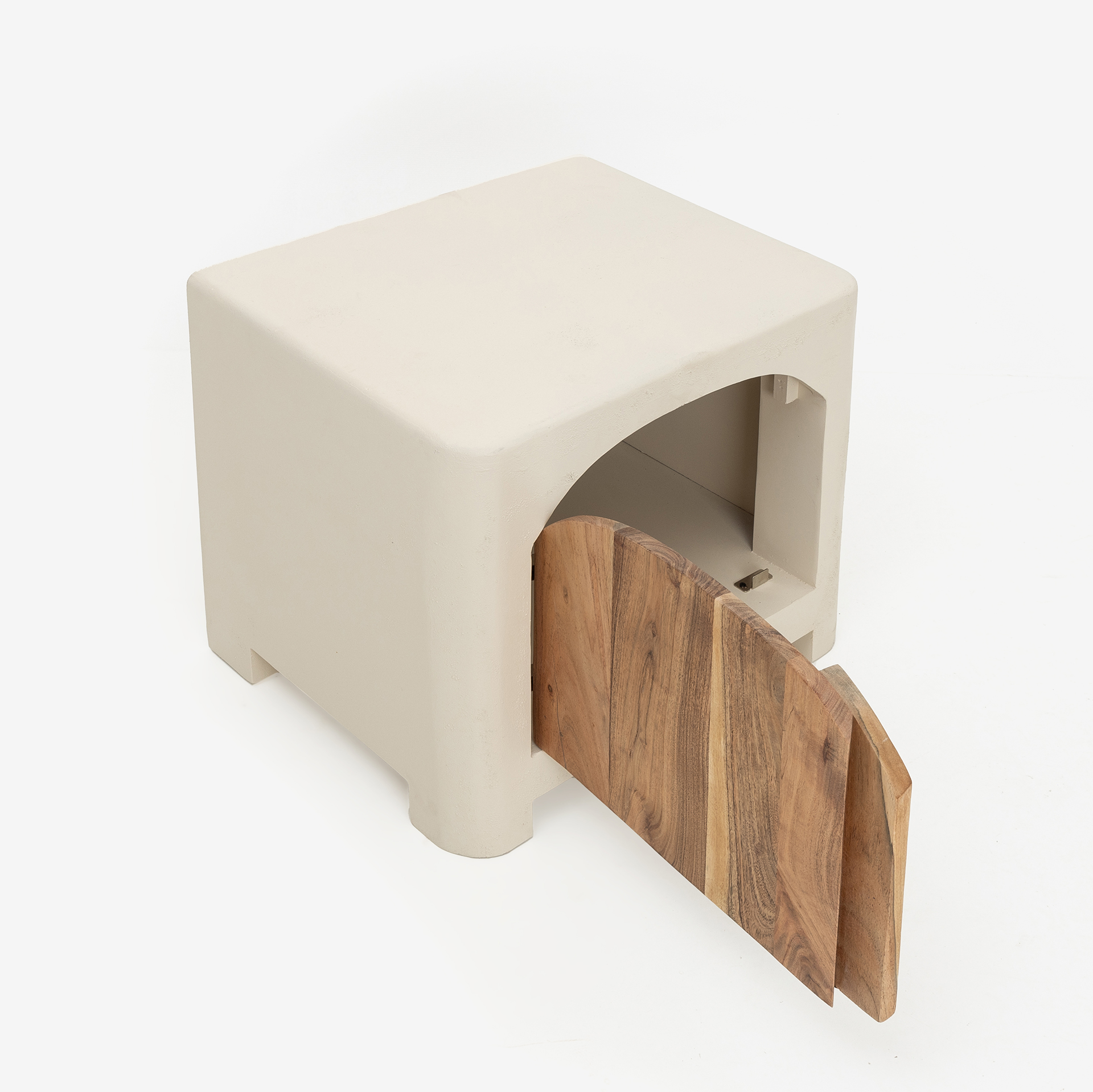 Mesita de noche de madera de acacia y microcemento Kurli 50x40x45cm Clau&Chloe