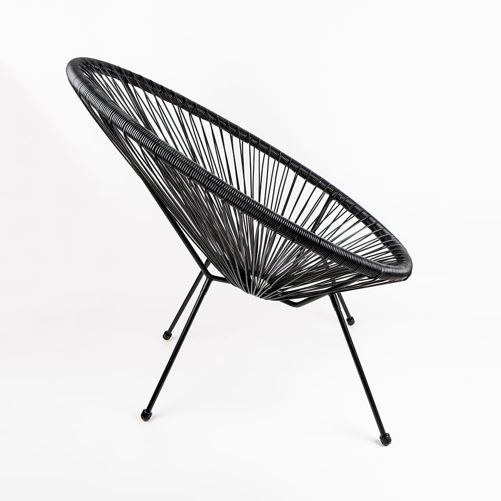 Silla de jard&iacute;n de metal negra Acapulco 50x71x94cm