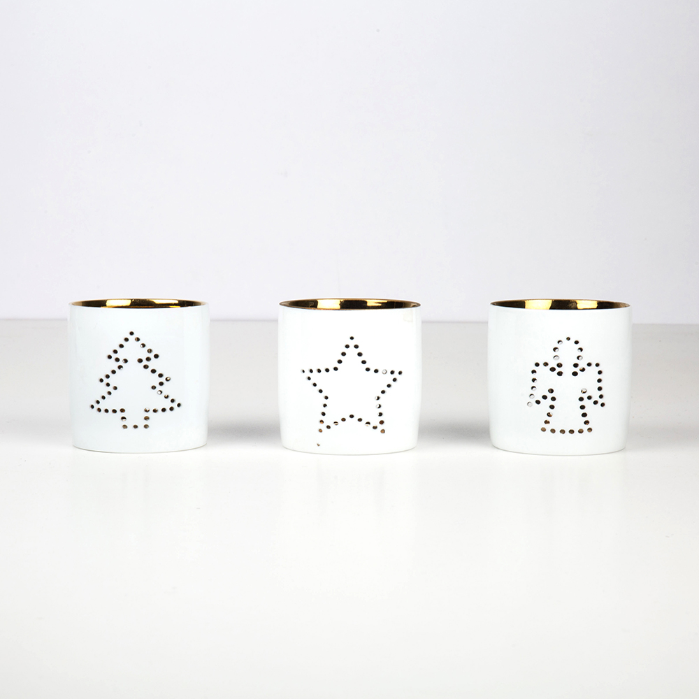 Portavelas blanco y dorado &aacute;ngel &Oslash;7cm