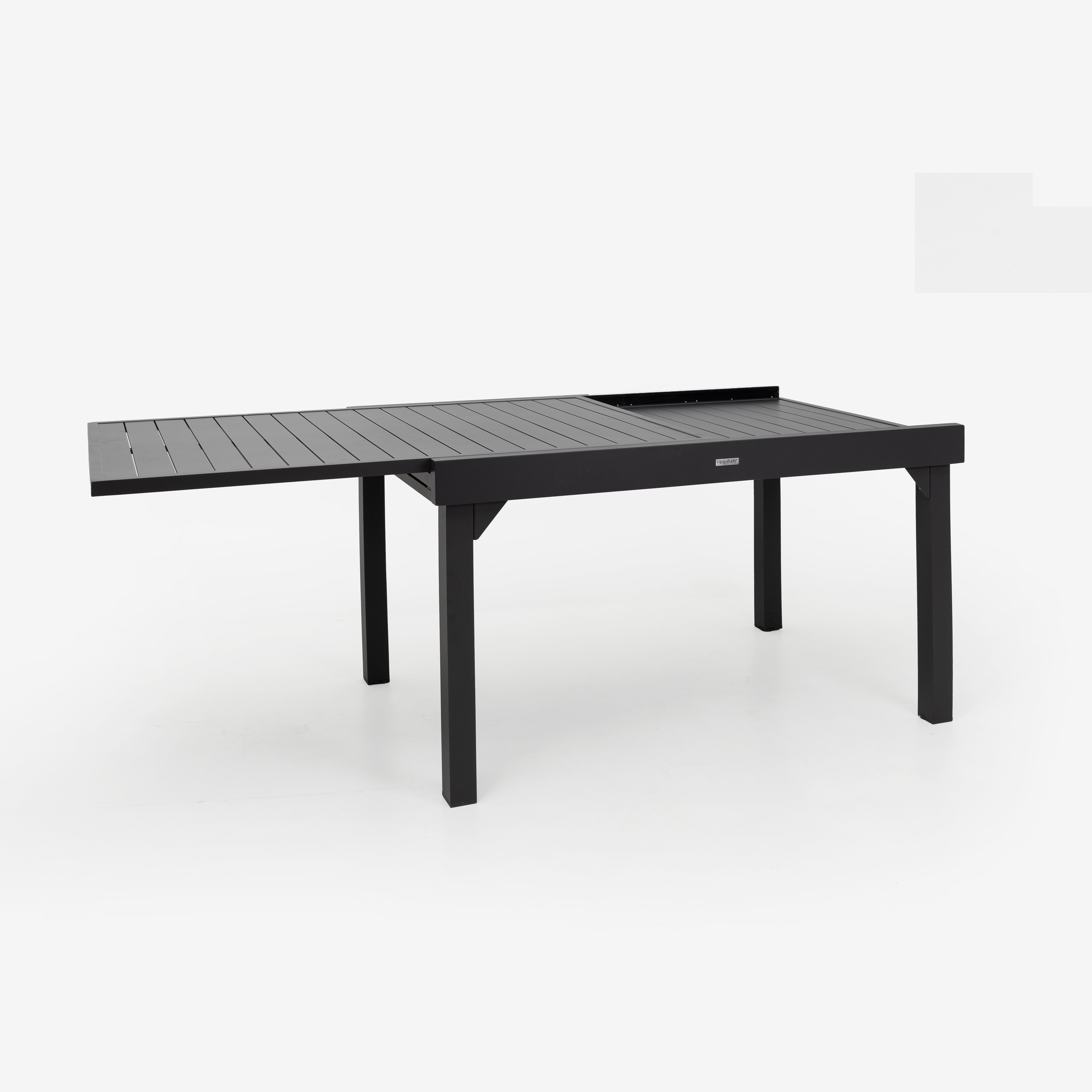 Mesa de jard&iacute;n extensible de aluminio gris Flamin 135/270x90cm