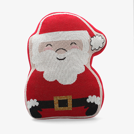 Coj&iacute;n de punto con forma de Pap&aacute; Noel rojo 40x32cm
