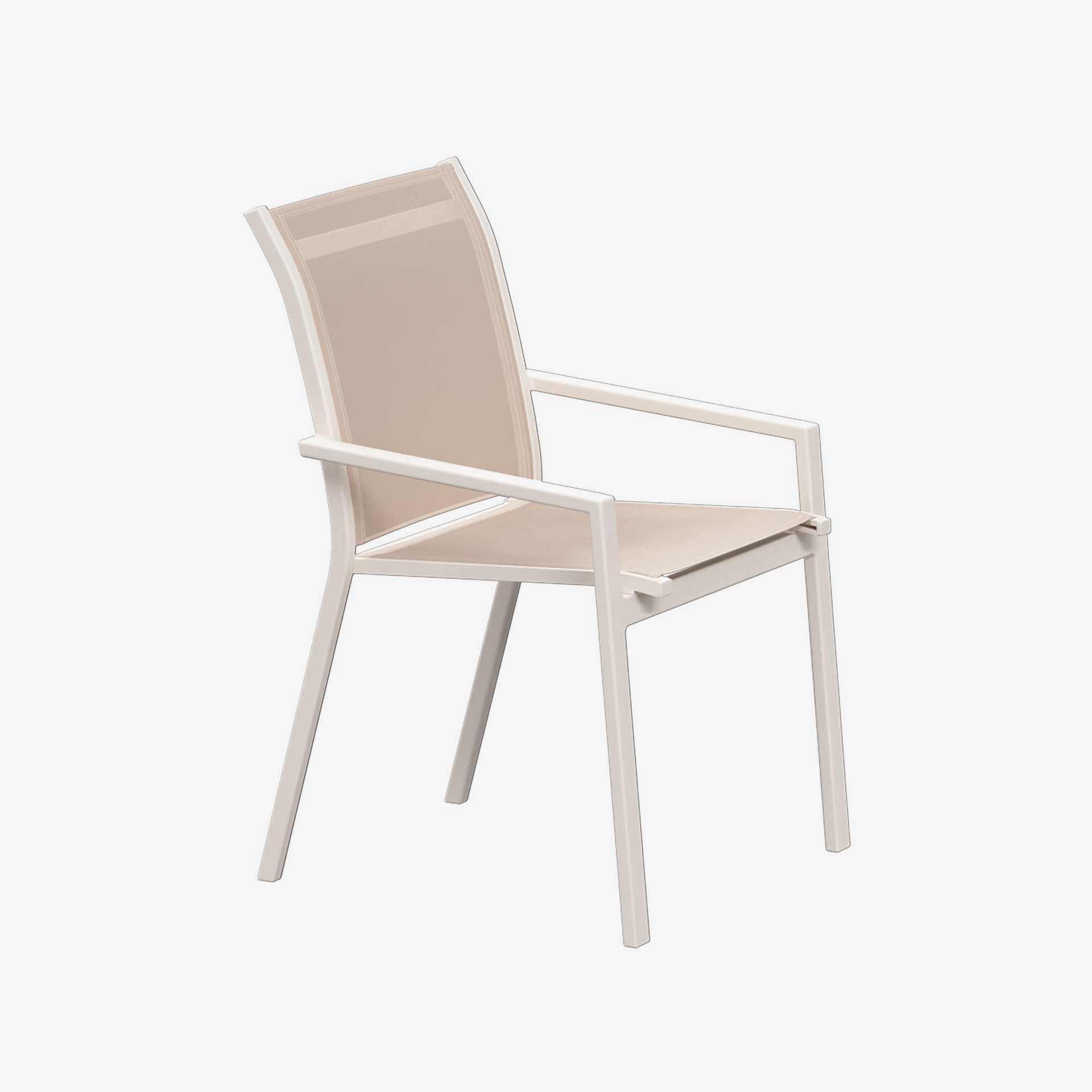 Silla de jard&iacute;n apilable de aluminio crema Essor 56x63x88cm