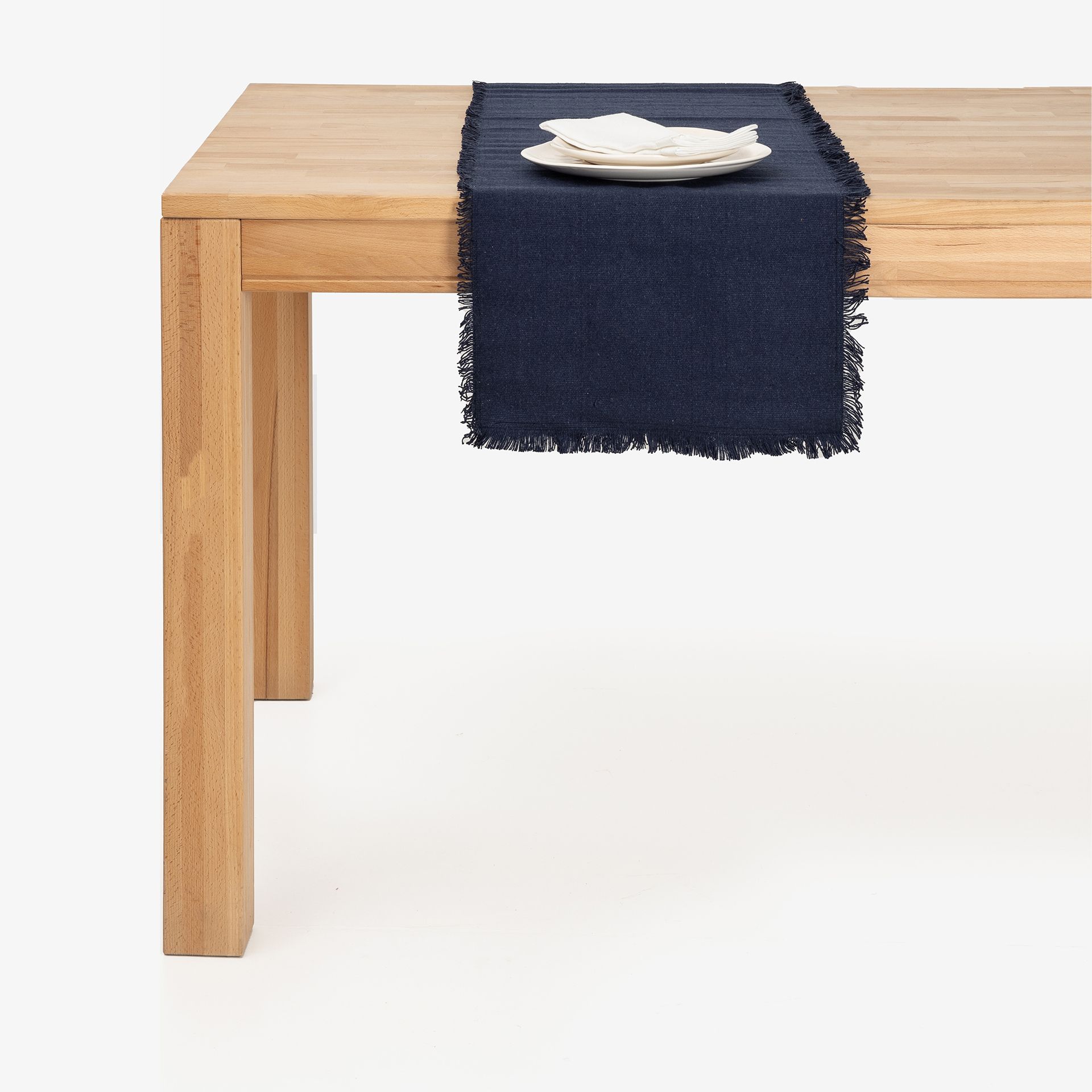 Camino de mesa de algodón azul marino Maya 140x38cm