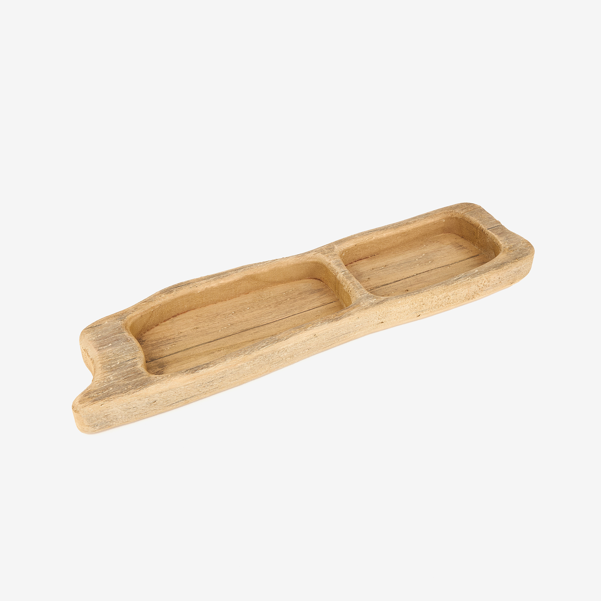 Bandeja de madera con 2 compartimentos 55cm