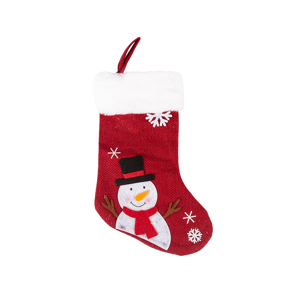 Calcetín rojo Snowman 26cm