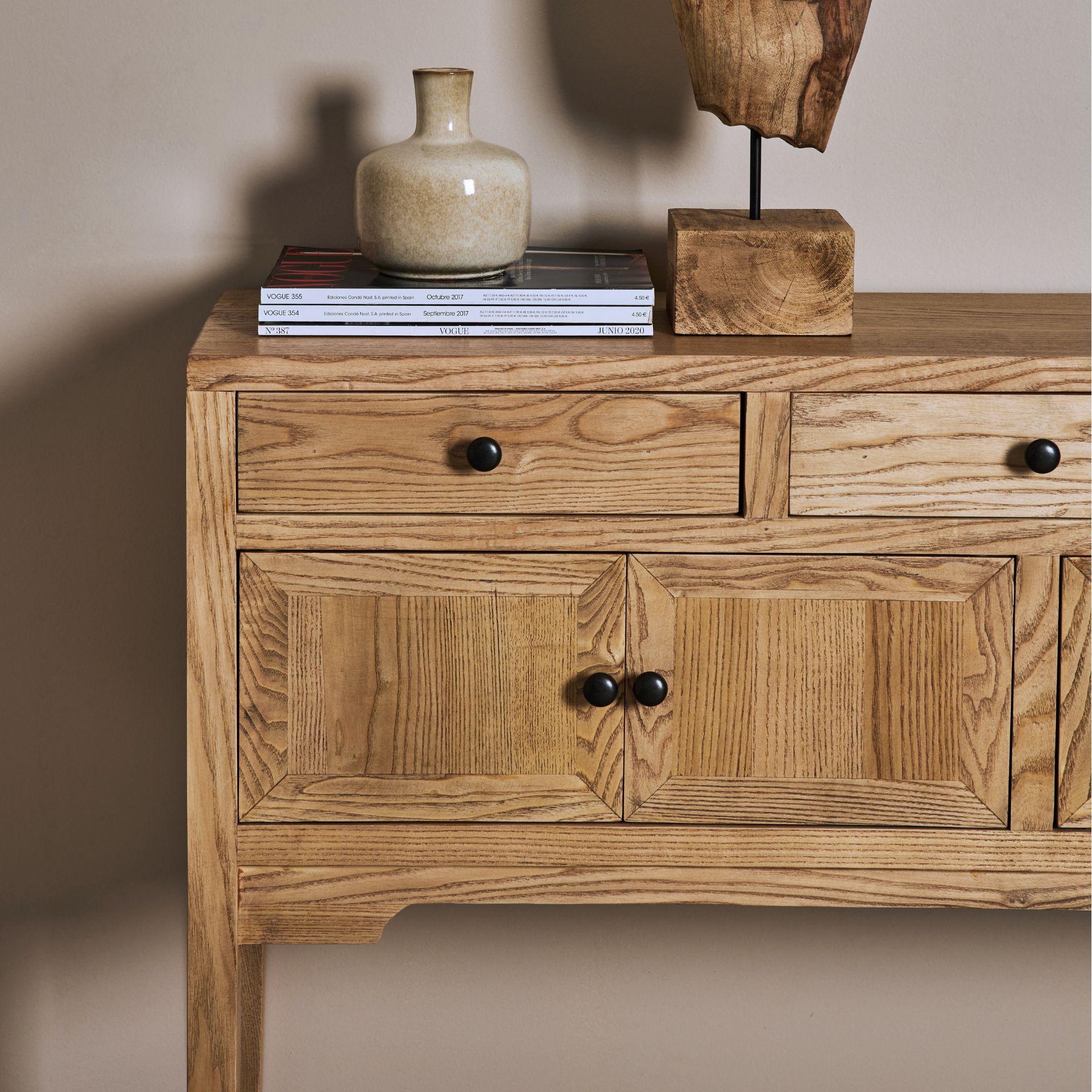 Aparador de madera de olmo reciclada 120x30x84cm