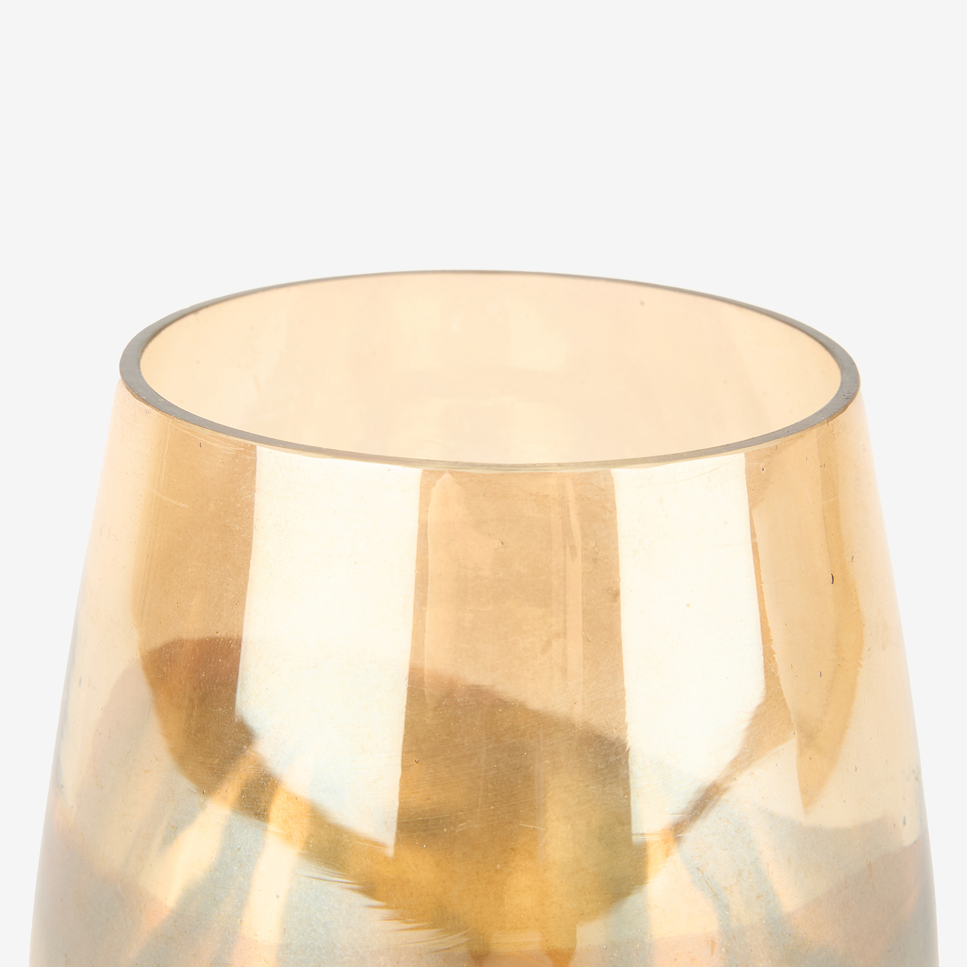 Portavelas dorado de cristal Ø11x14cm