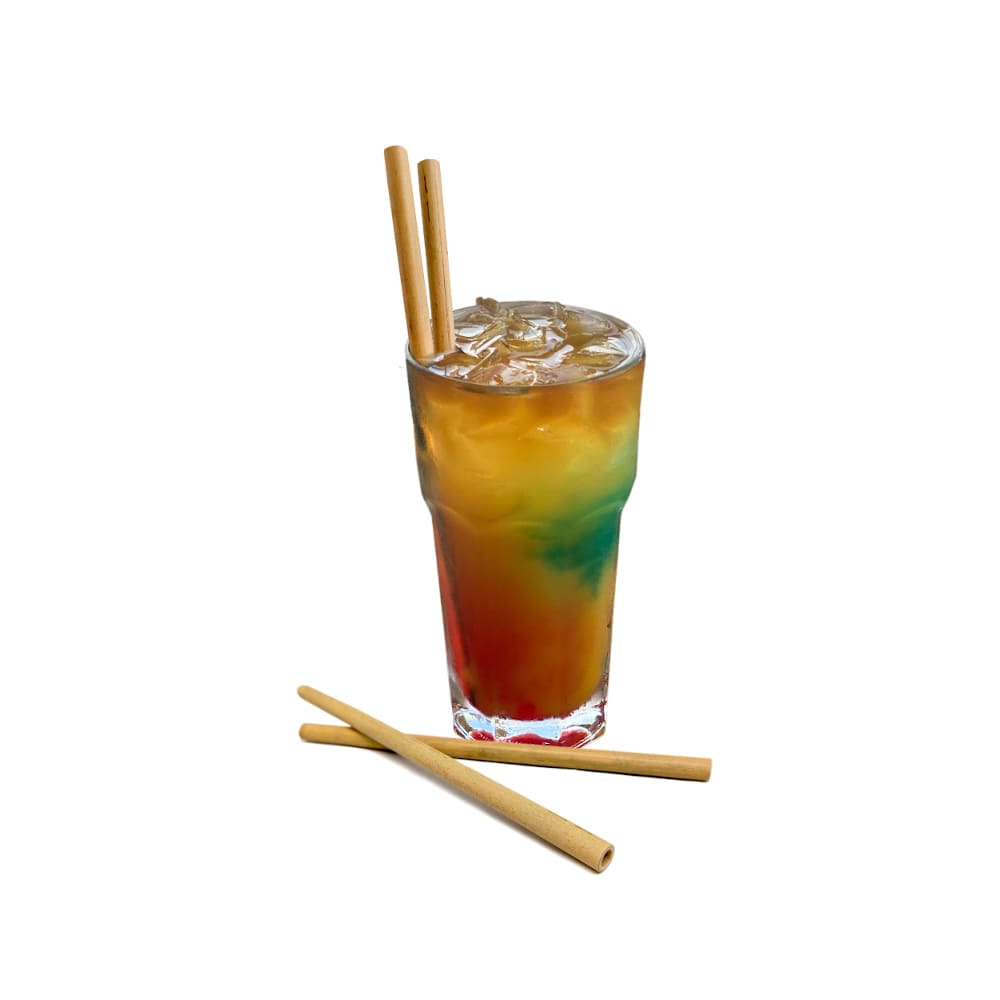 Set de 4 pajitas de bambú para cocktail con cepillo