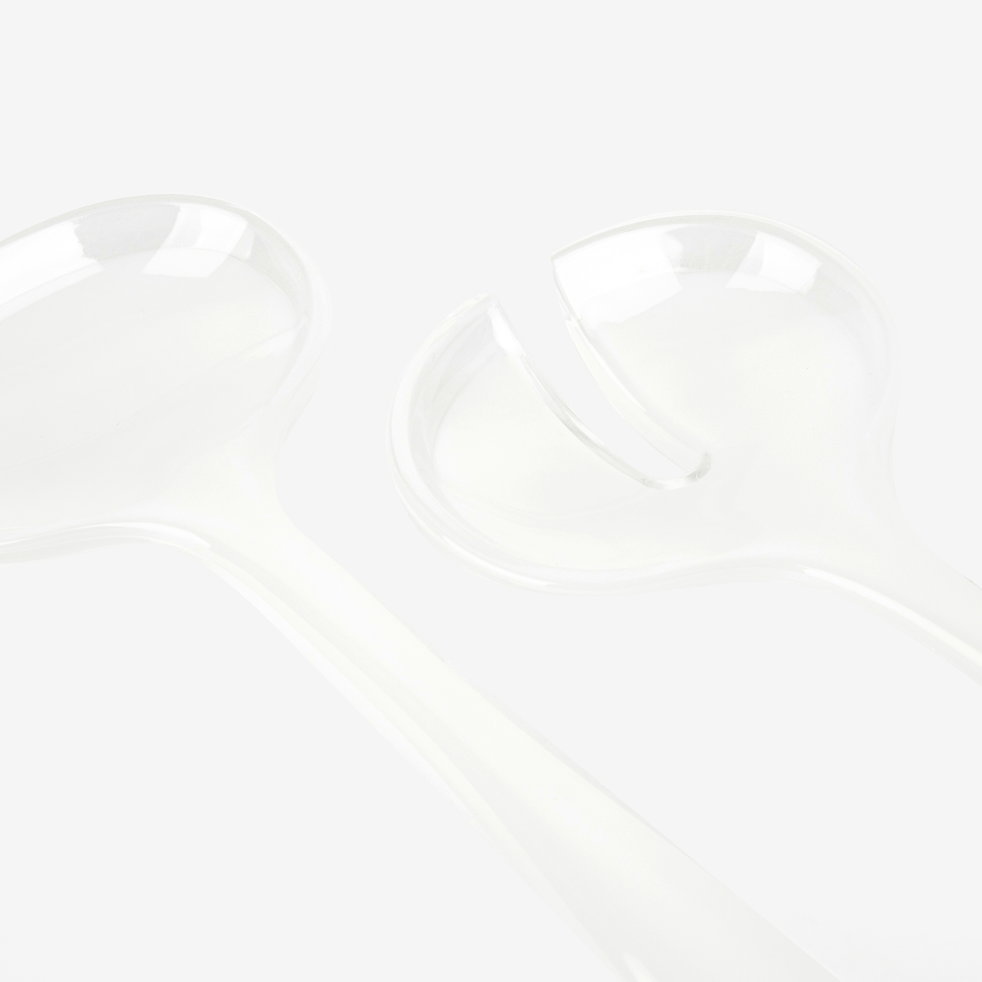 Set de 2 cubiertos ensalada transparentes y blanco perla 28cm - Guzzini Kaia