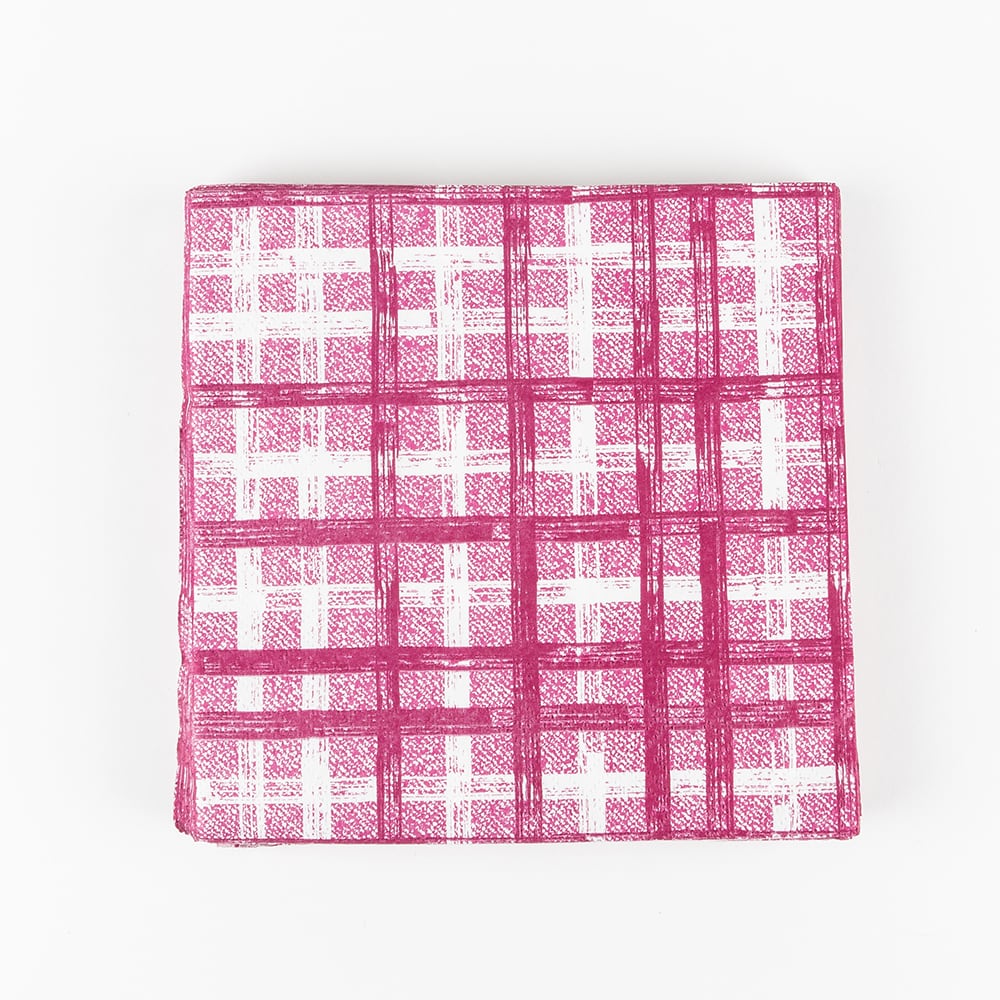 Set de 20 servilletas de papel a cuadros en 3 colores