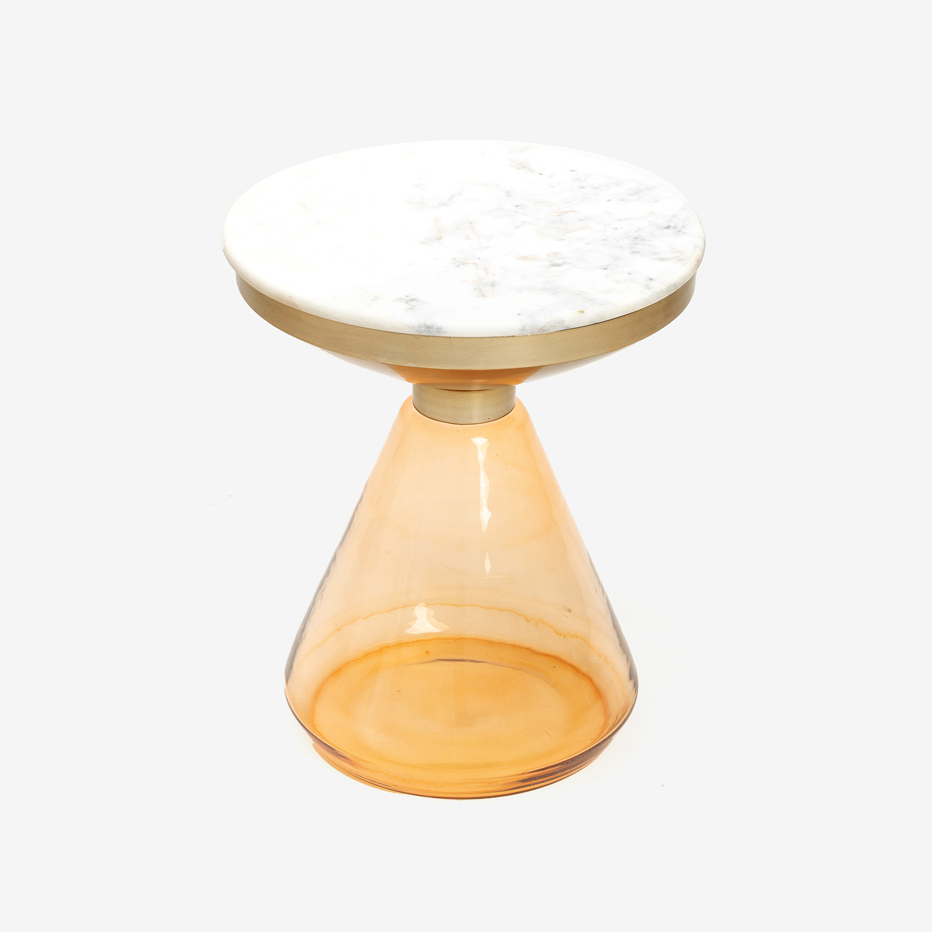 Mesa auxiliar de cristal y mármol Bora Ø41x49 Clau&Chloe