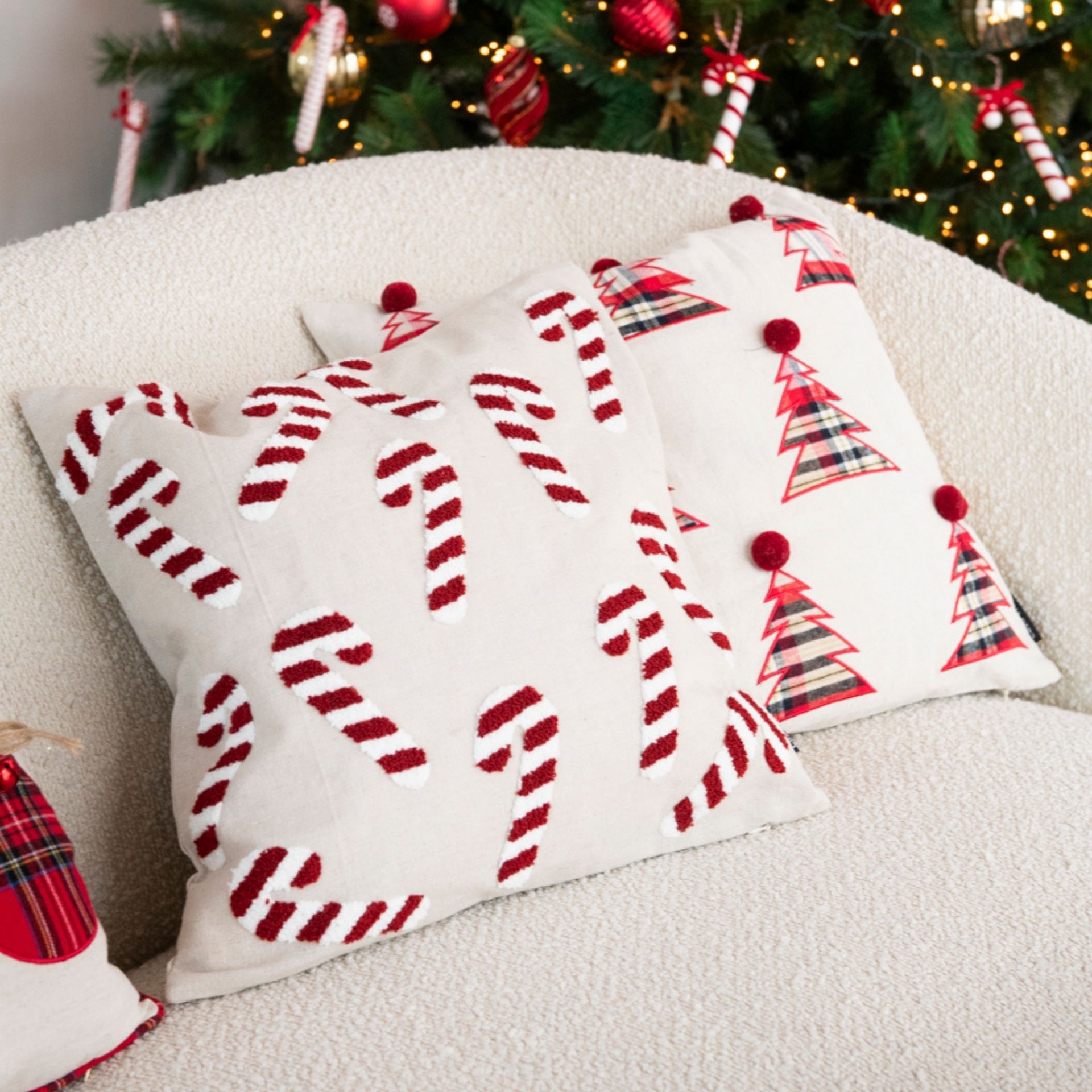 Funda de coj&iacute;n Bastones de caramelo Navidad 45x45cm