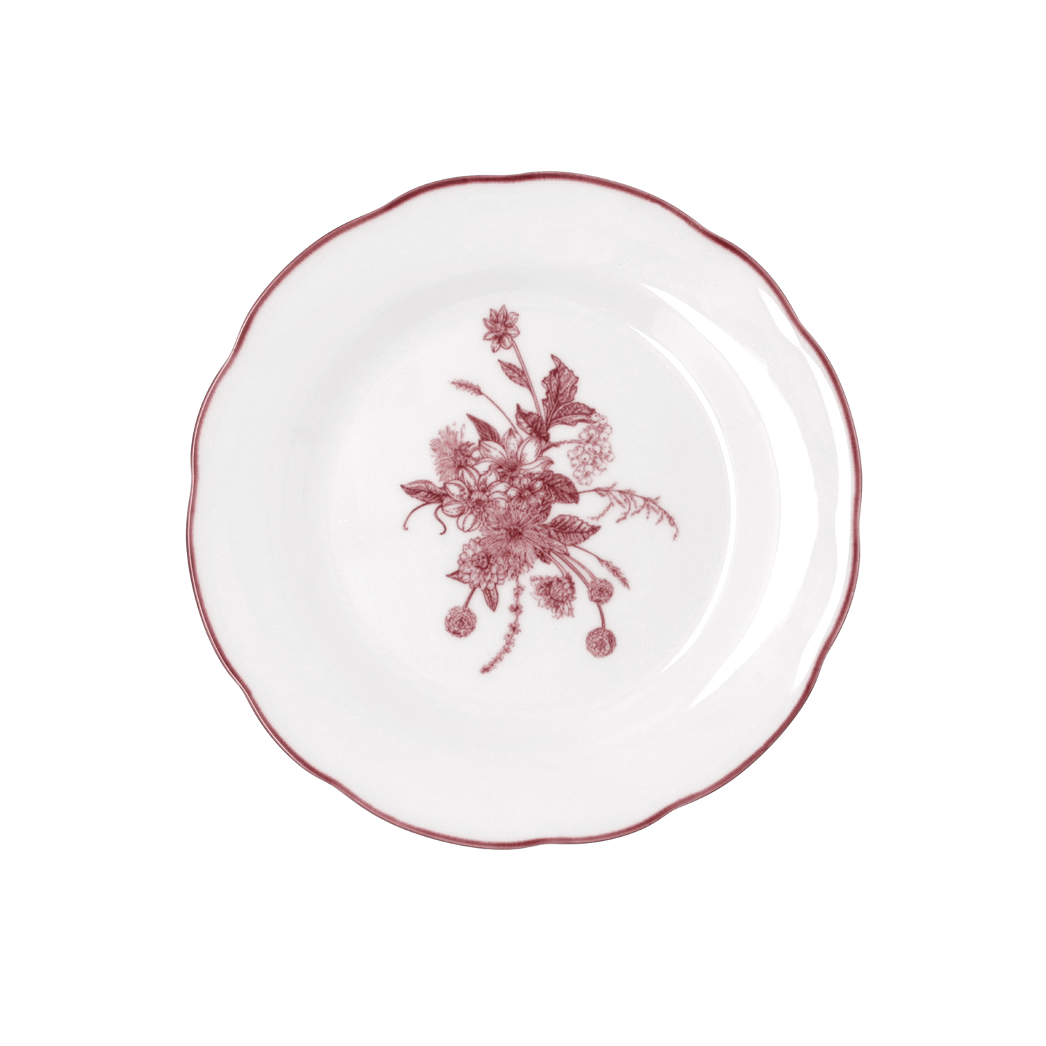 Plato de postre burdeos de porcelana Charlotte &Oslash;19cm