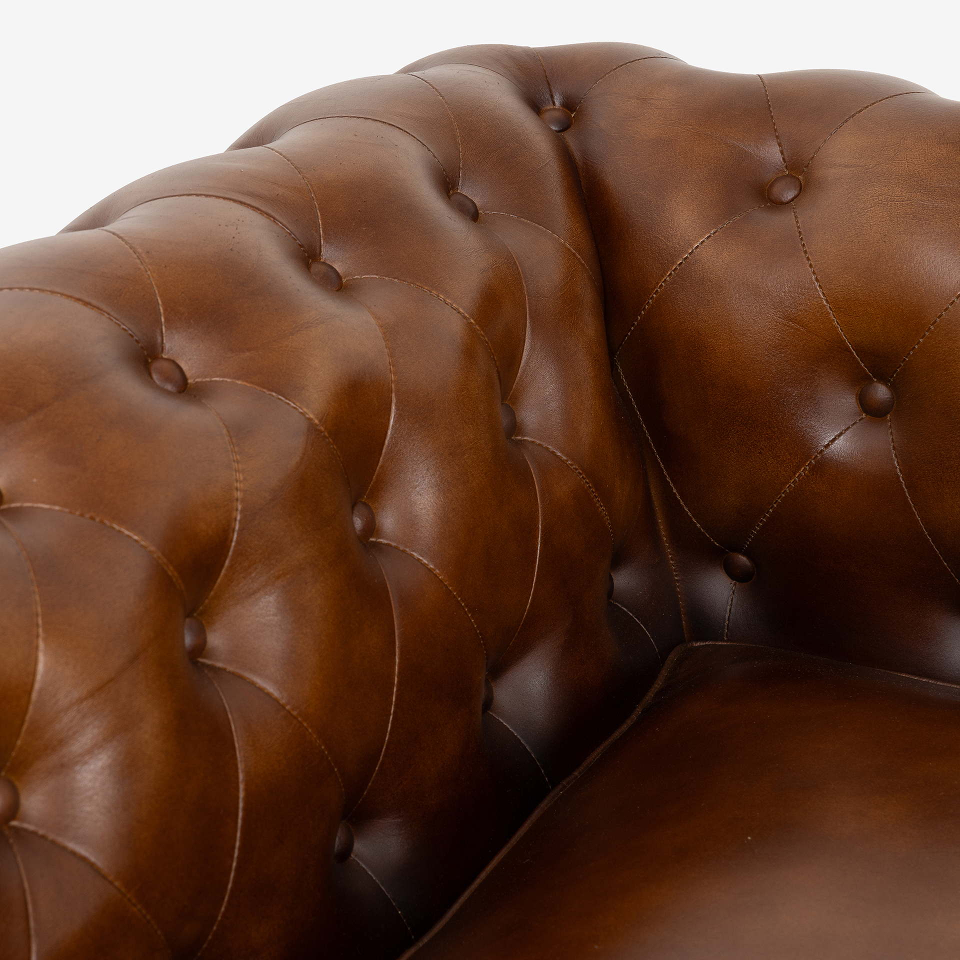 Sofa de 3 plazas de piel marrón Chester 190x77x80cm