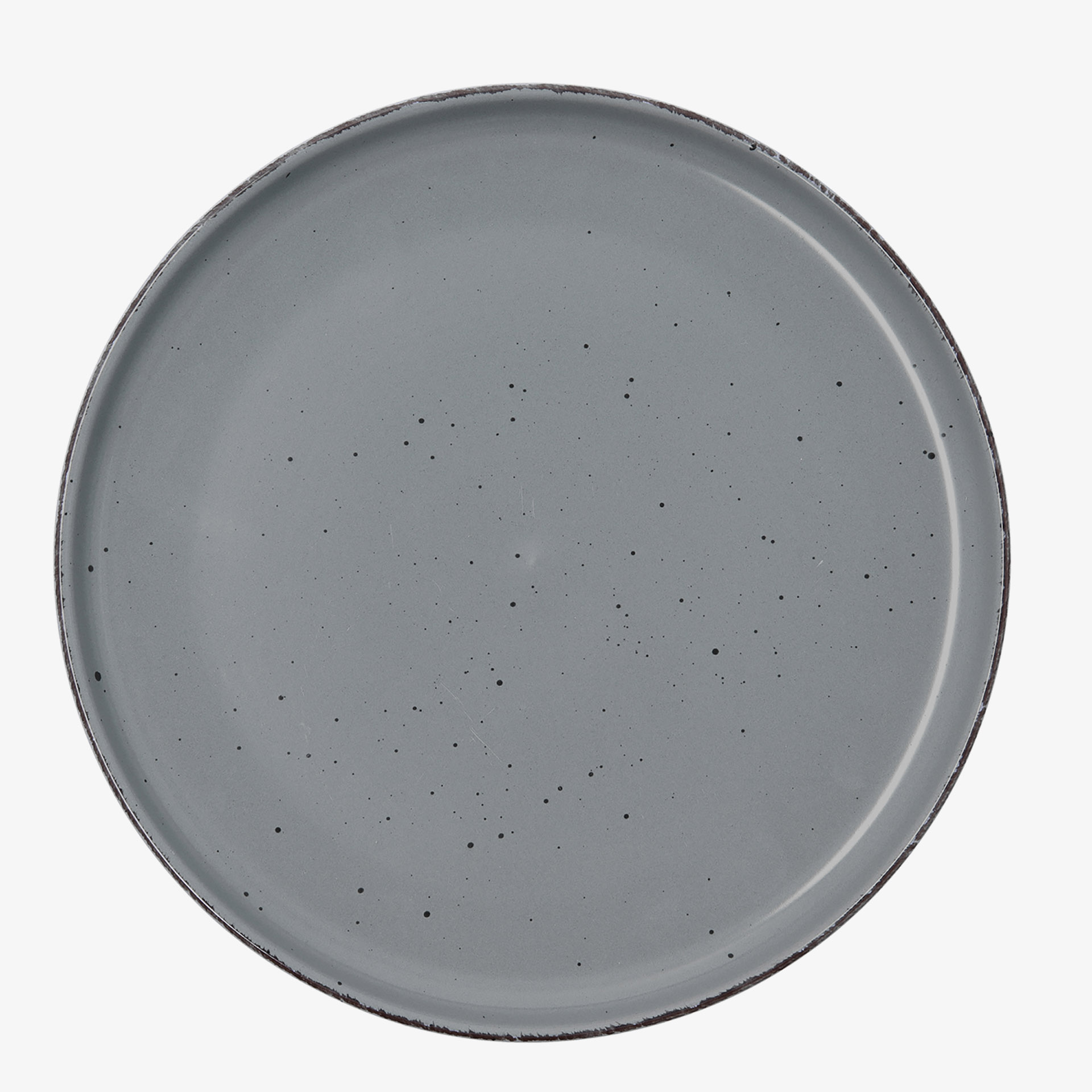 Plato llano gris de cer&aacute;mica Iria &Oslash;26,5cm