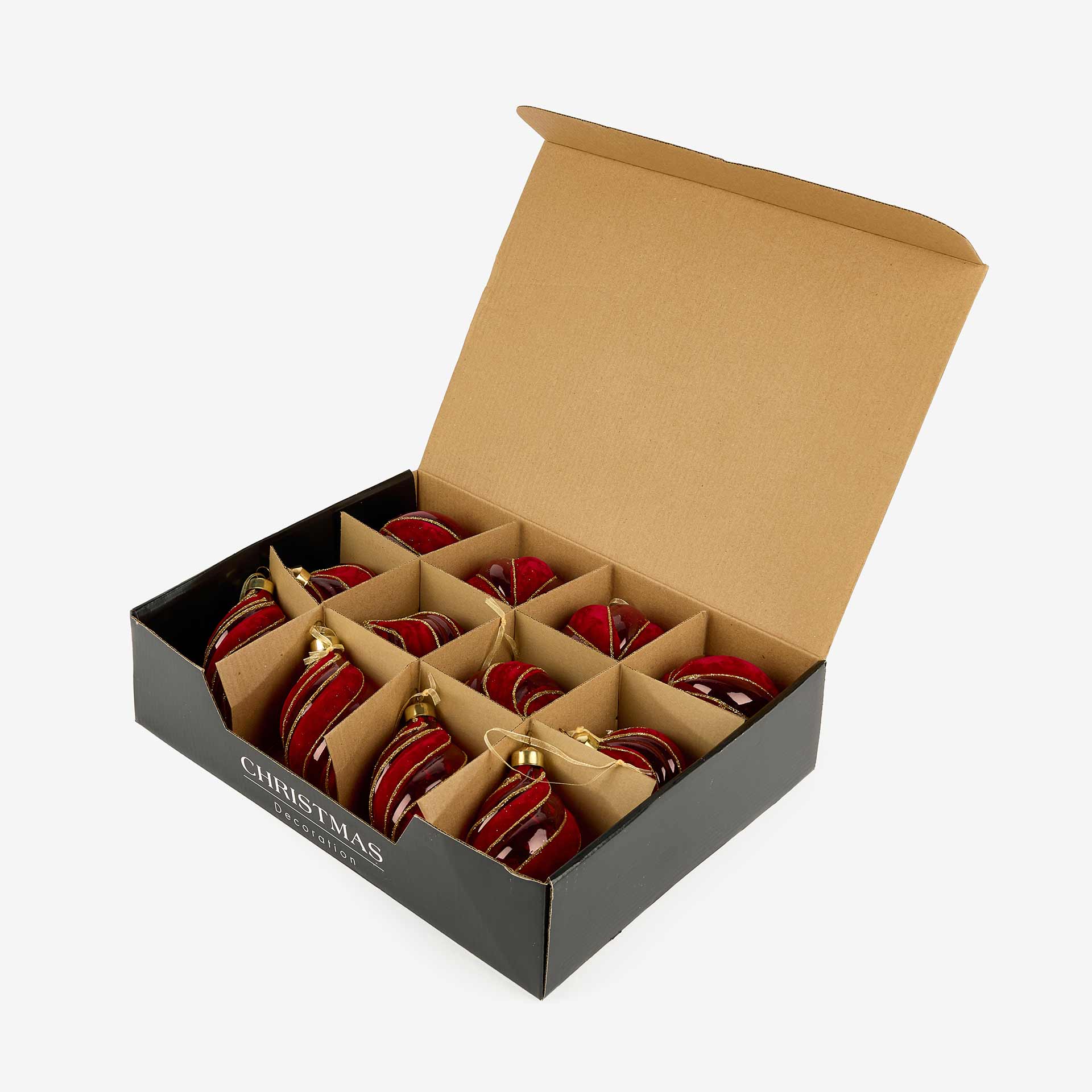 Bola decorativa de cristal y velvet rojo en varios modelos