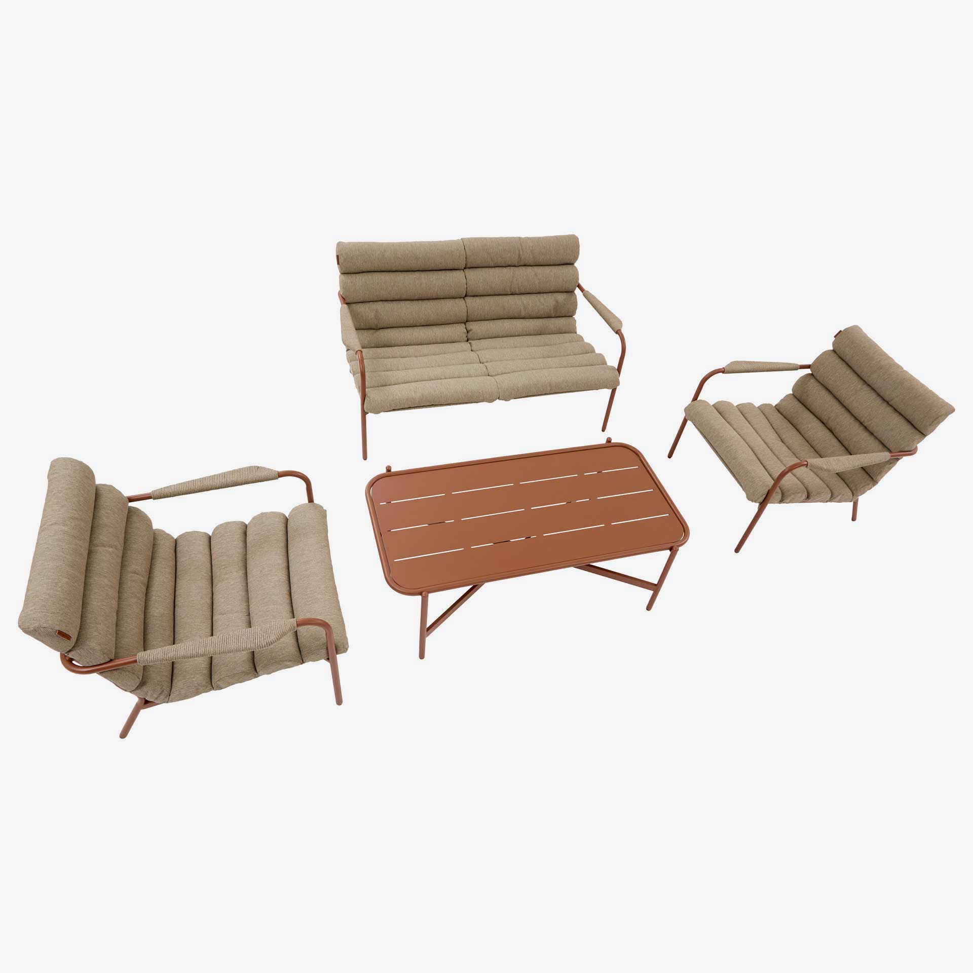 Conjunto de jard&iacute;n para 4 personas de acero caoba Solani