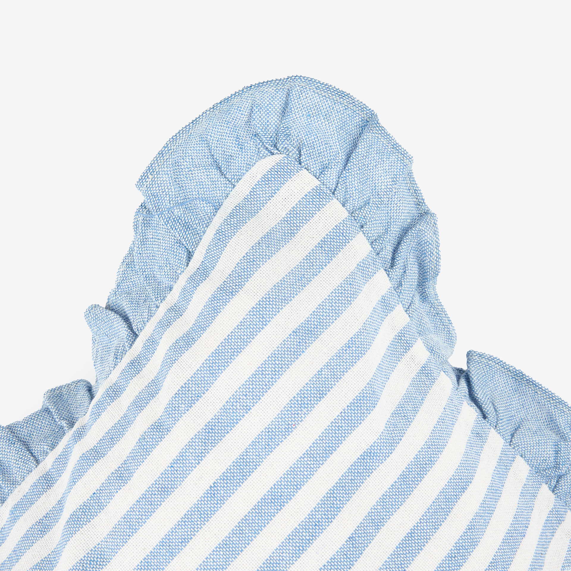 Funda de cojín de algodón volante rayas azules Timoti 45x45cm