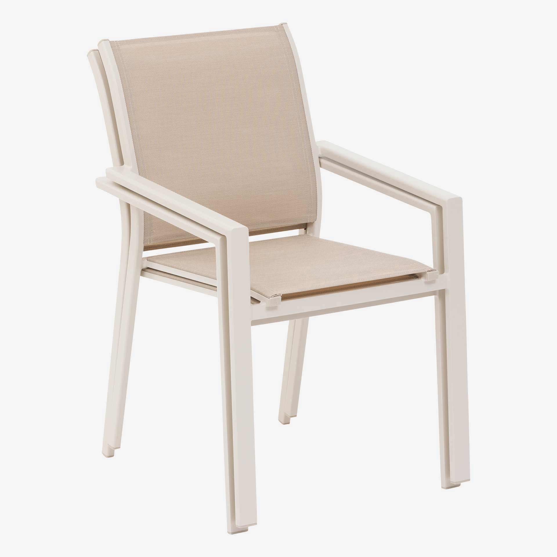 Silla de jard&iacute;n apilable de aluminio crema Essor 56x63x88cm