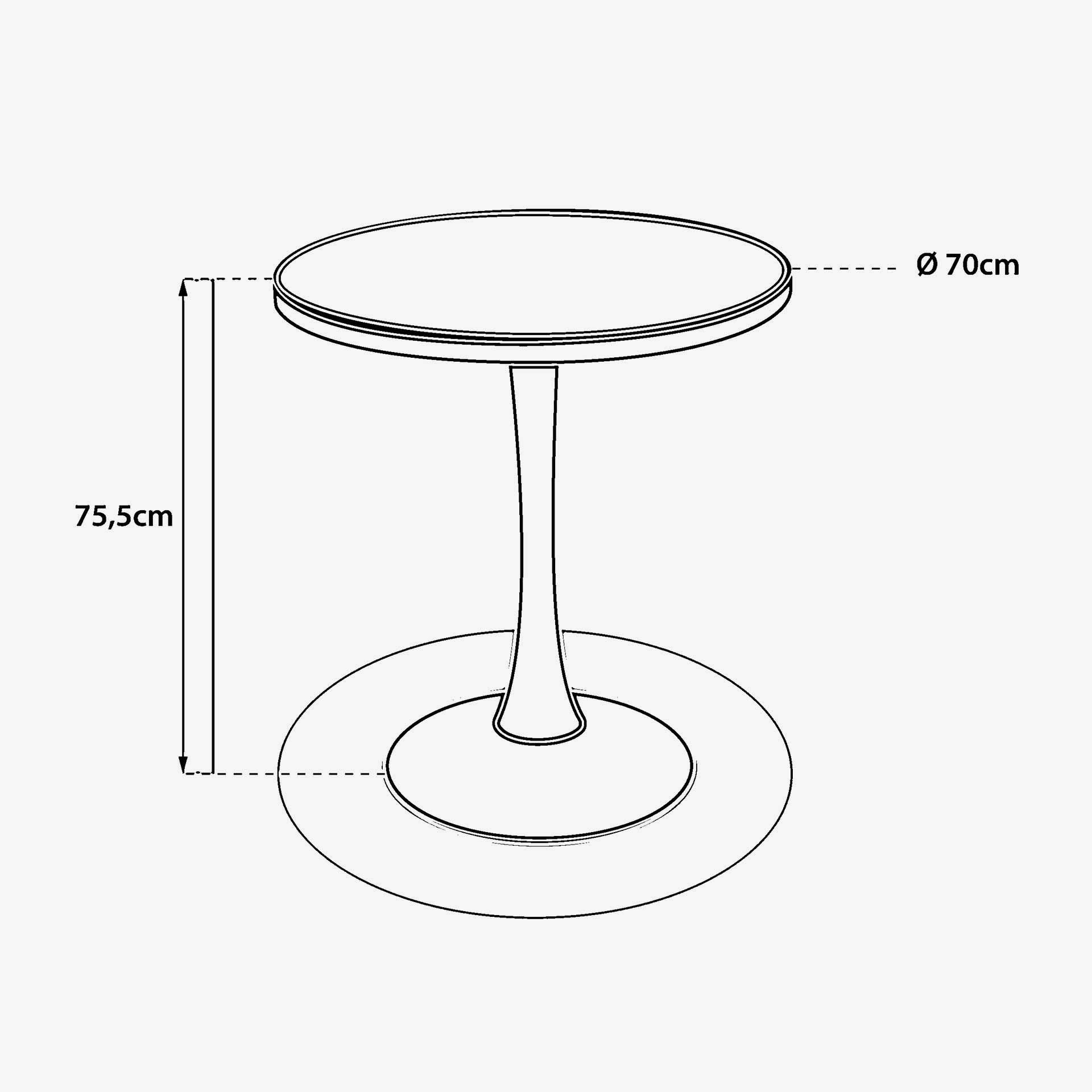 Mesa de comedor de jard&iacute;n de aluminio efecto madera lino Tulion &Oslash;70x76cm