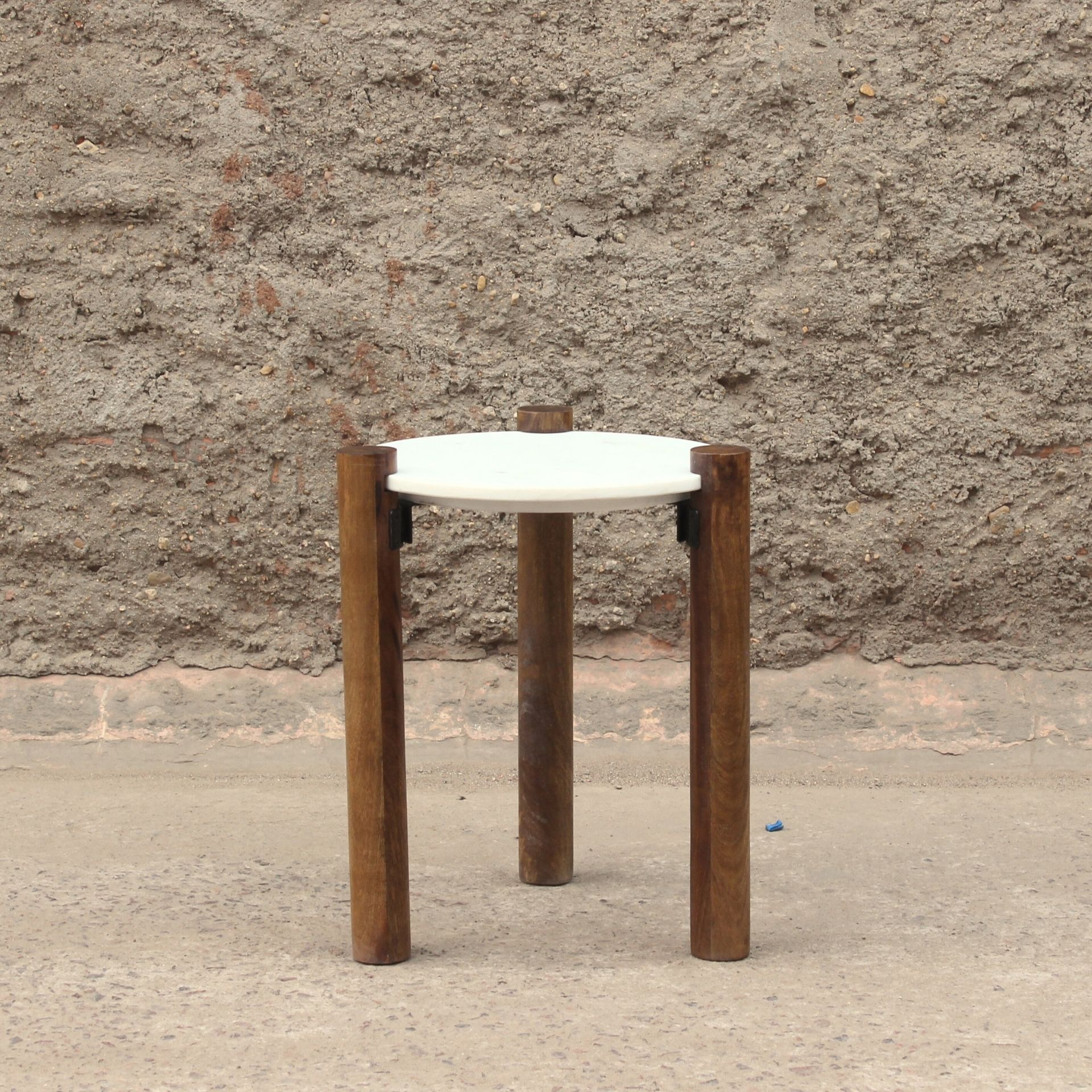 Mesa auxiliar de mármol y madera Houston Ø40x50cm Clau&Chloe