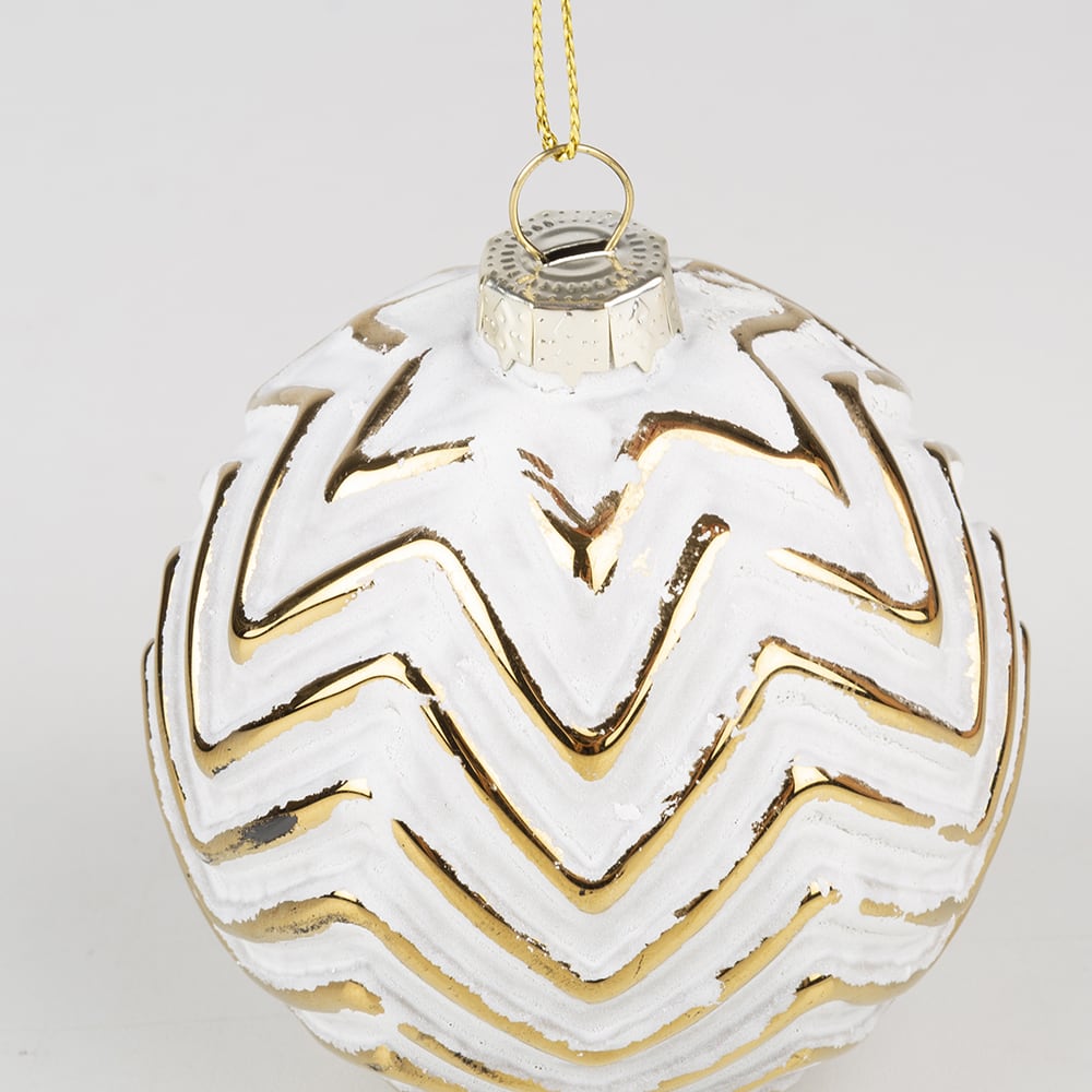 Bola decorativa blanca y dorada Ø8cm