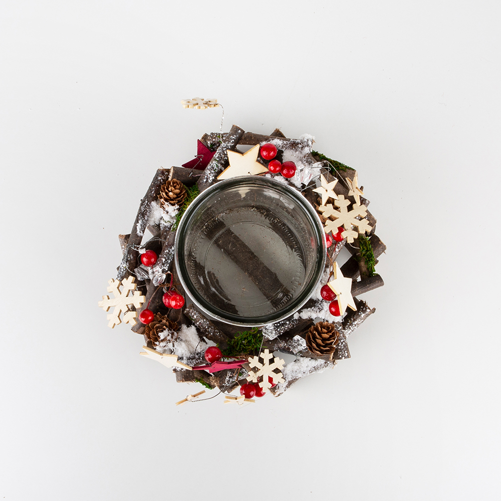 Centro portavela de estrellas y bayas