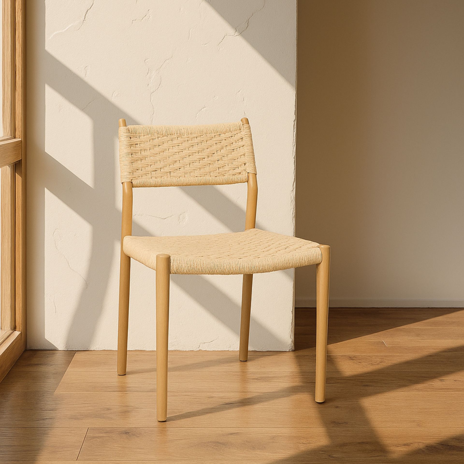 Silla de comedor efecto madera beige Vilma 56x50x82cm Clau&Chloe