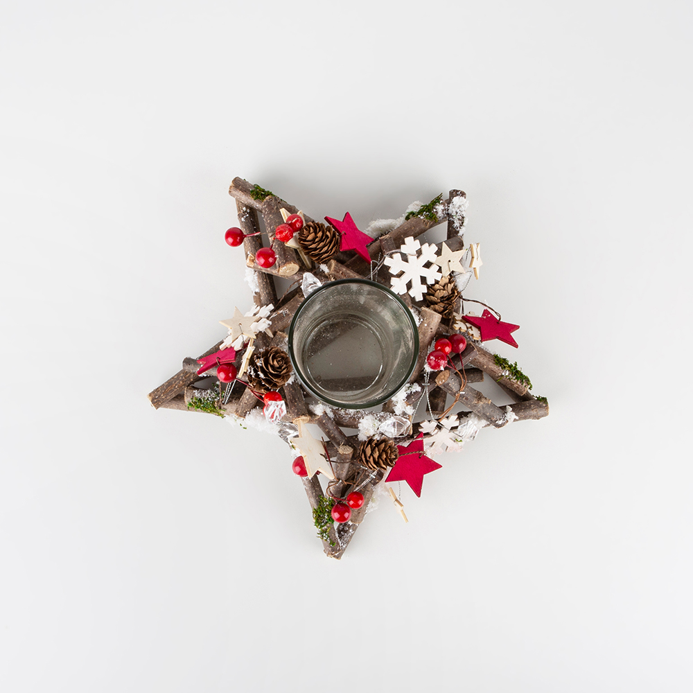 Centro de mesa estrella portavela Navidad