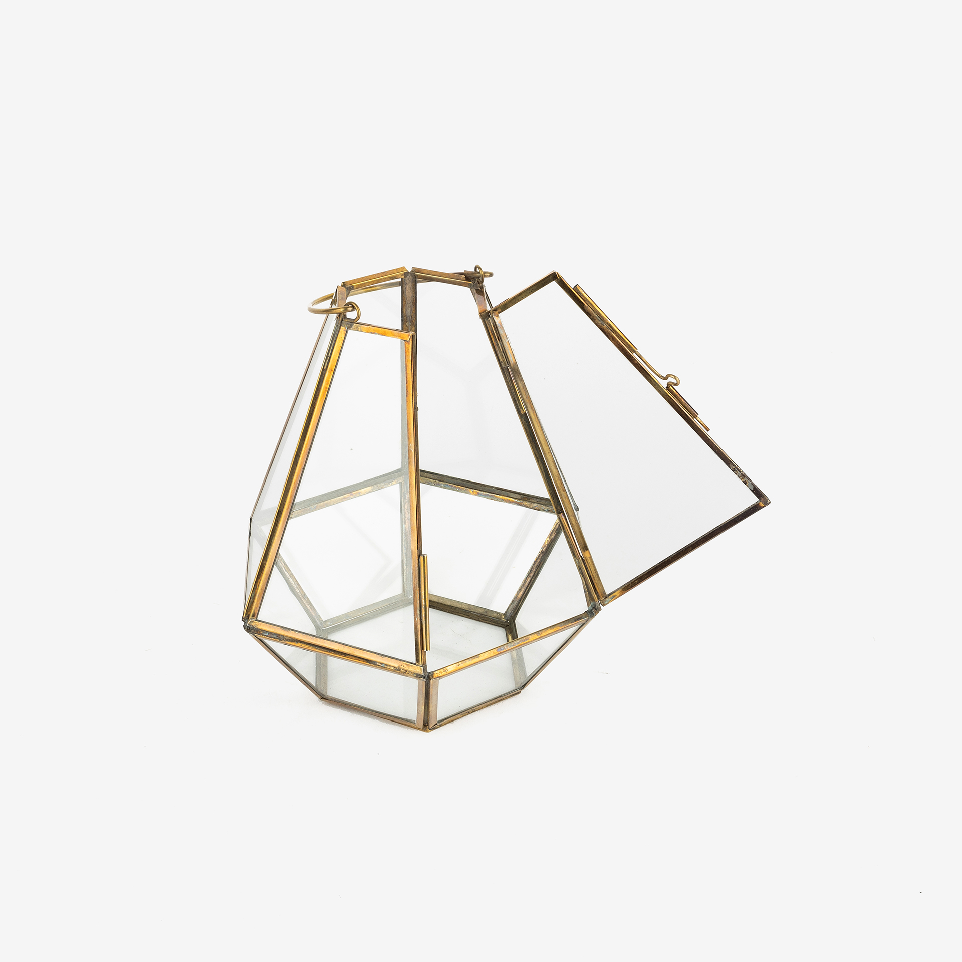 Portavelas de cristal dorado 18x20cm