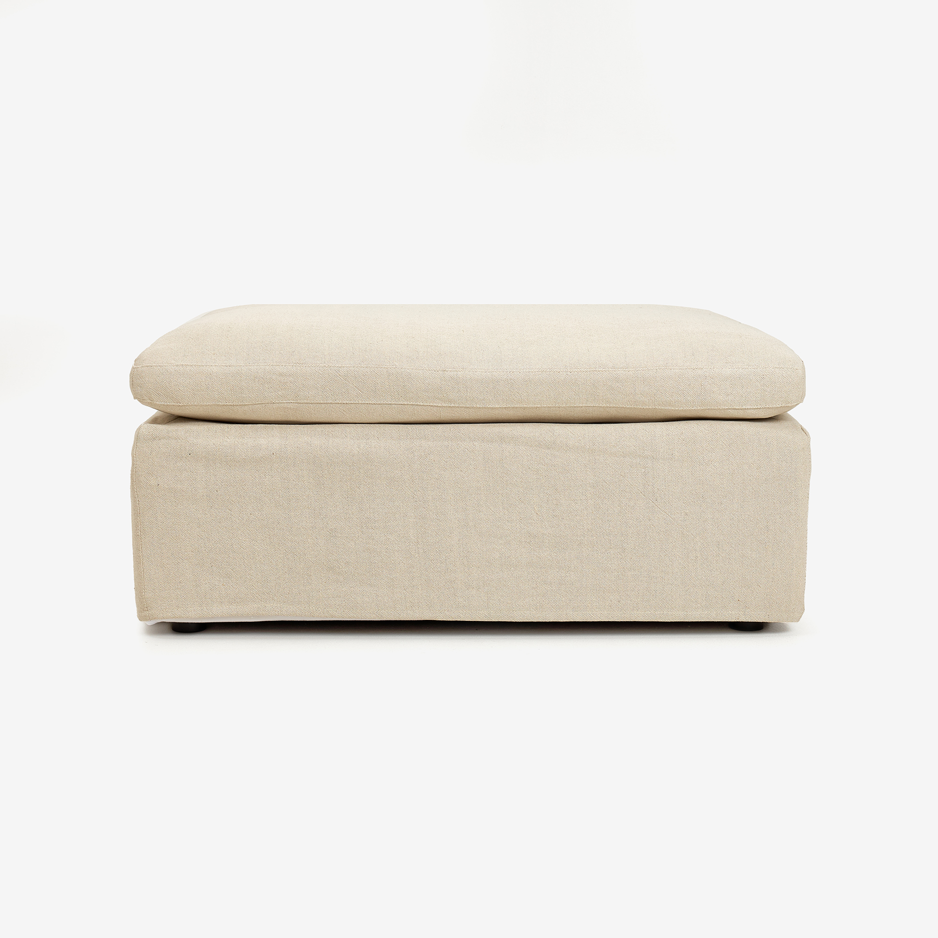 Puf de lino beige Aiden 95x95x45cm Clau&Chloe