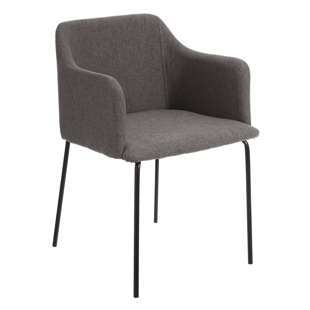 Set de 2 sillas de comedor con reposabrazos de metal gris Caleb 52x53x77cm