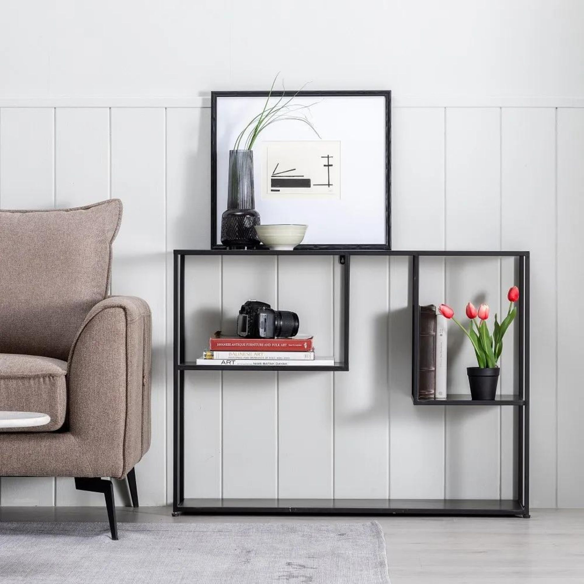 Consola de metal negro Calista 100x26x75cm