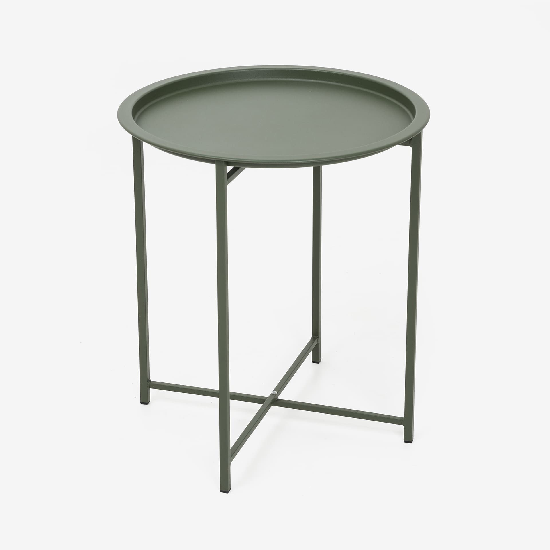 Mesa auxiliar verde de acero Ø46x52cm