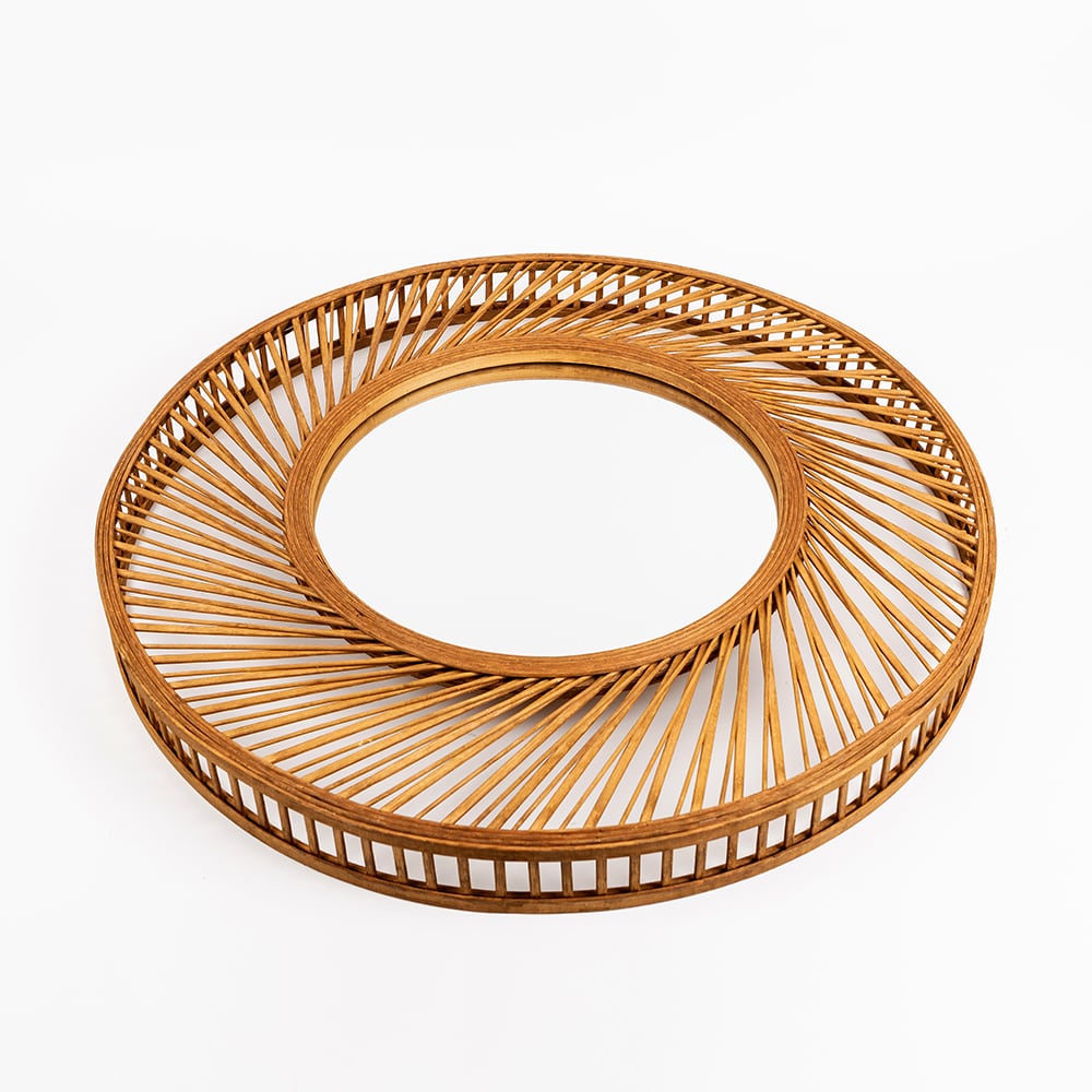 Espejo de pared redondo de bambú Espiral Ø72cm