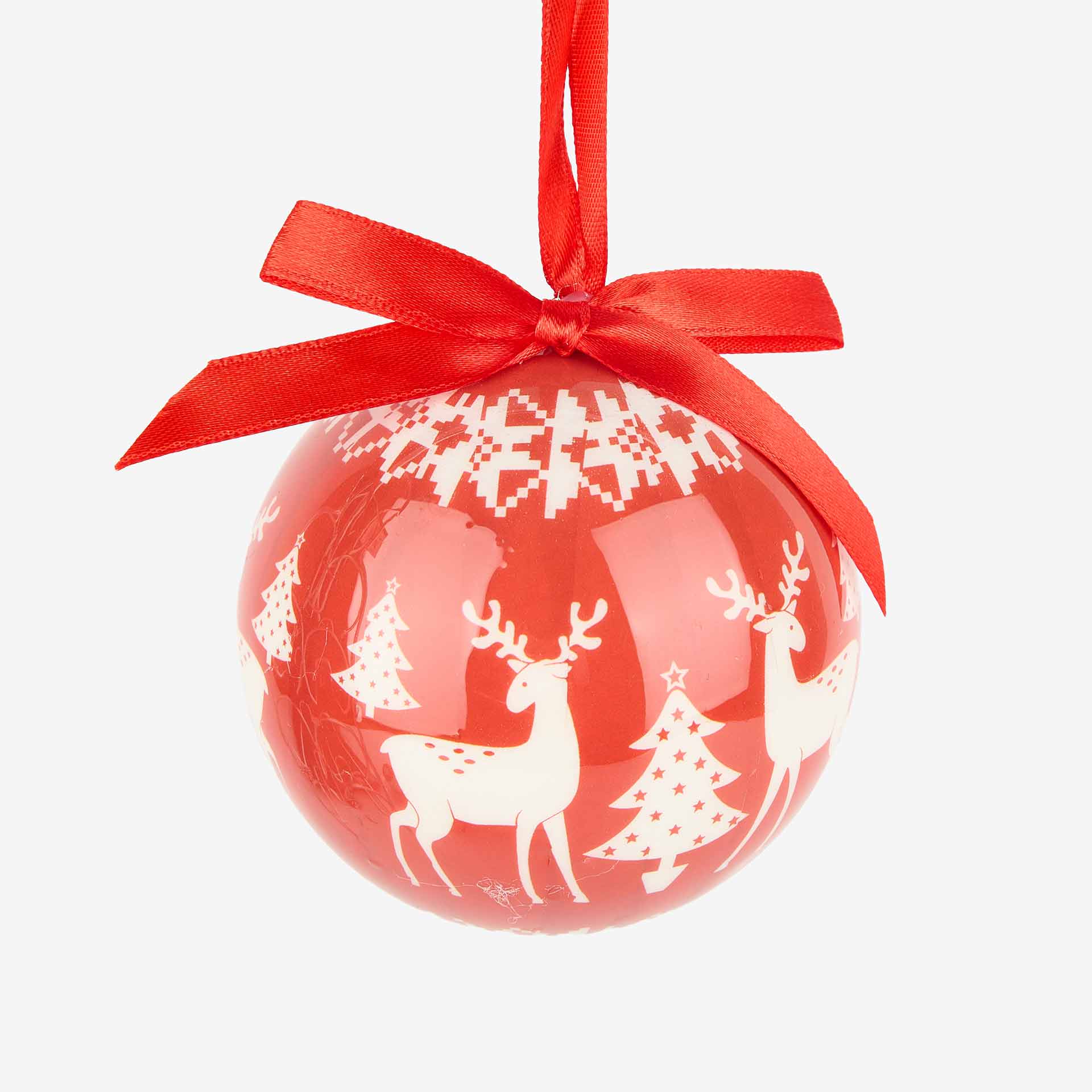 Set 14 bolas decorativas de árbol rojo y blanco Ø8cm