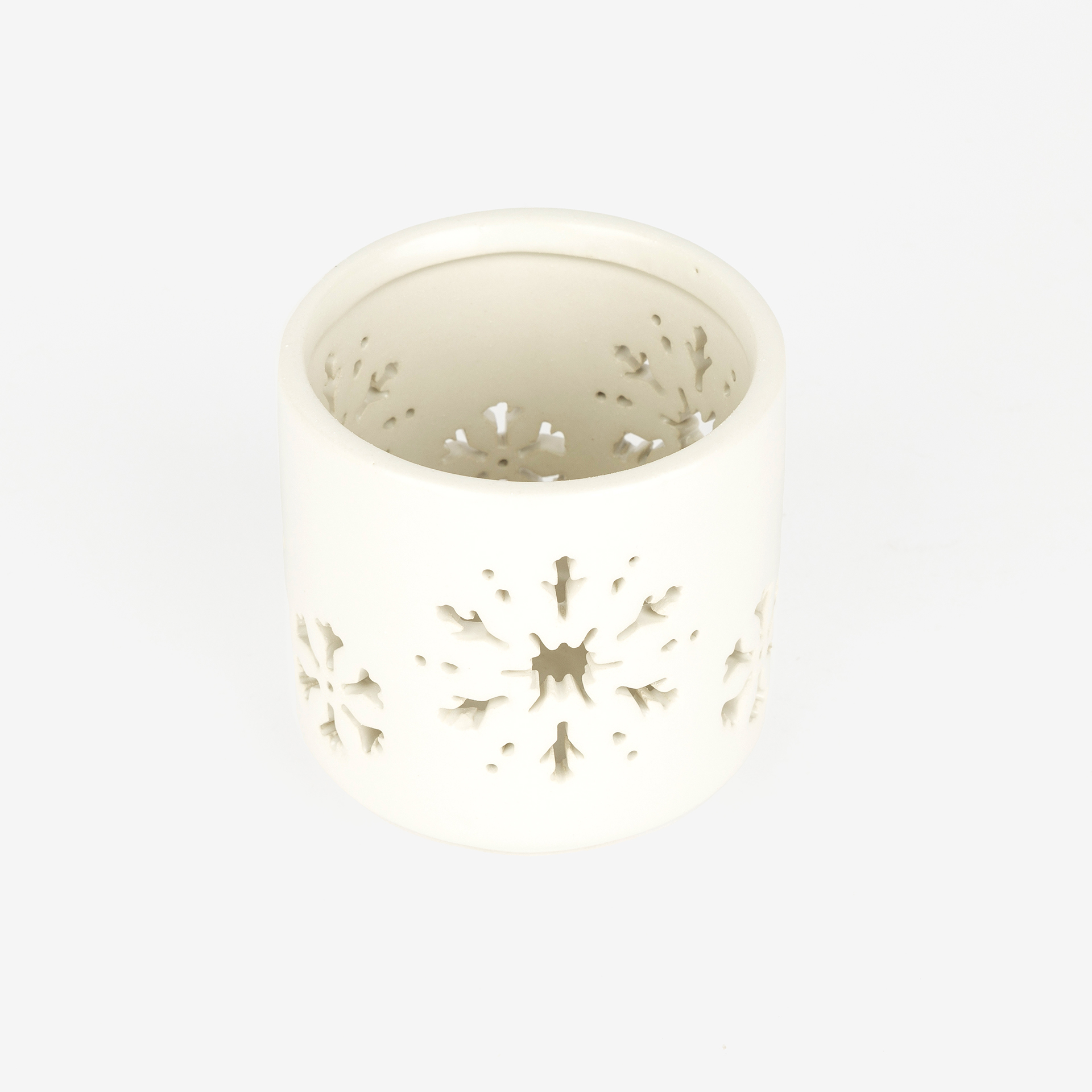 Portavelas de cer&aacute;mica blanca Snow 8cm