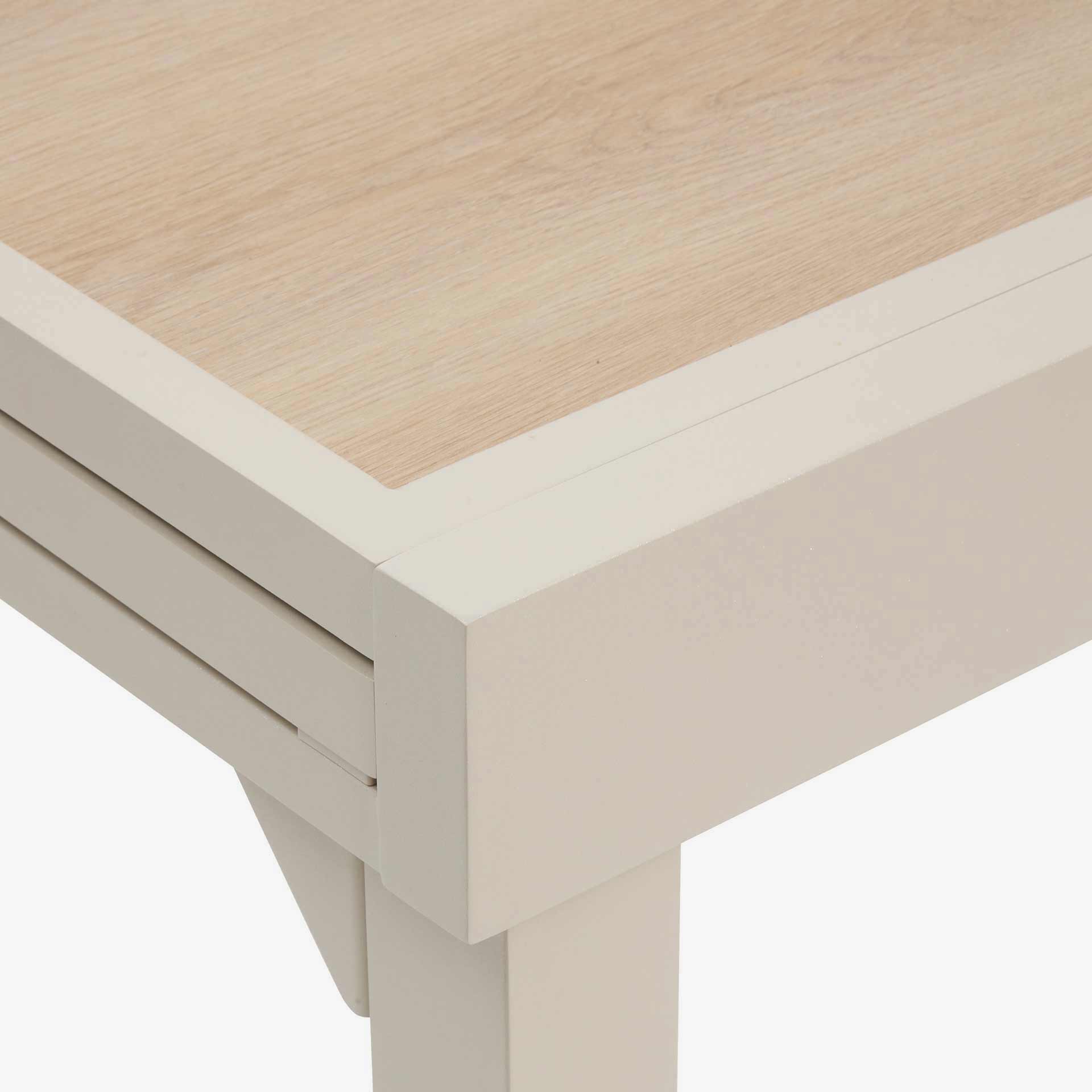 Mesa de comedor de jard&iacute;n extensible de aluminio y cristal impreso crema Piazor 90x90x76cm