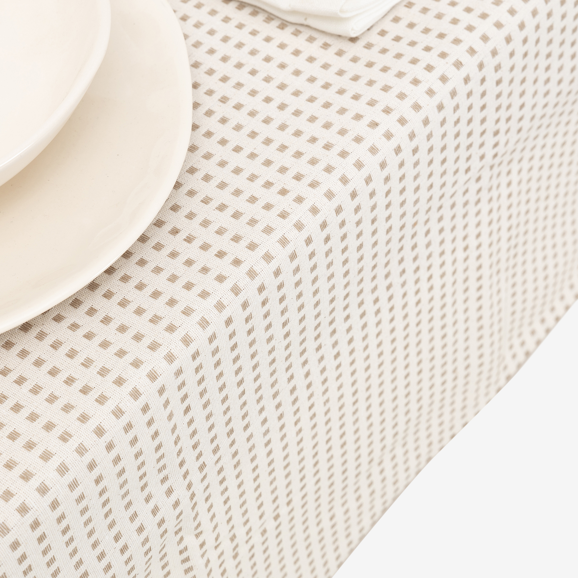 Mantel de algod&oacute;n reciclado beige Trivial 140x250cm