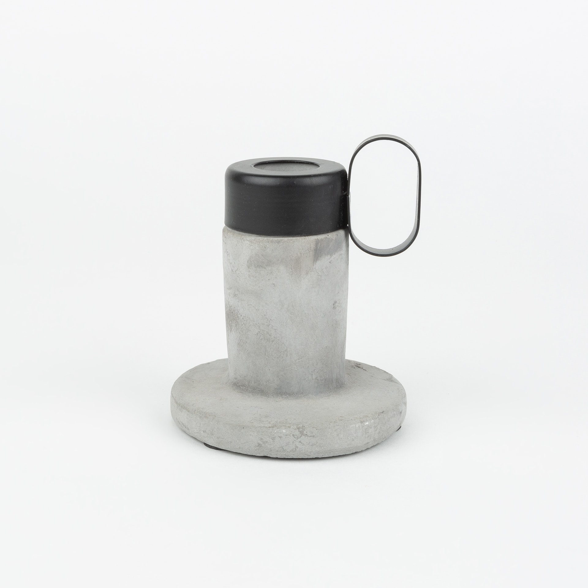 Portavelas con asa de cemento 9cm