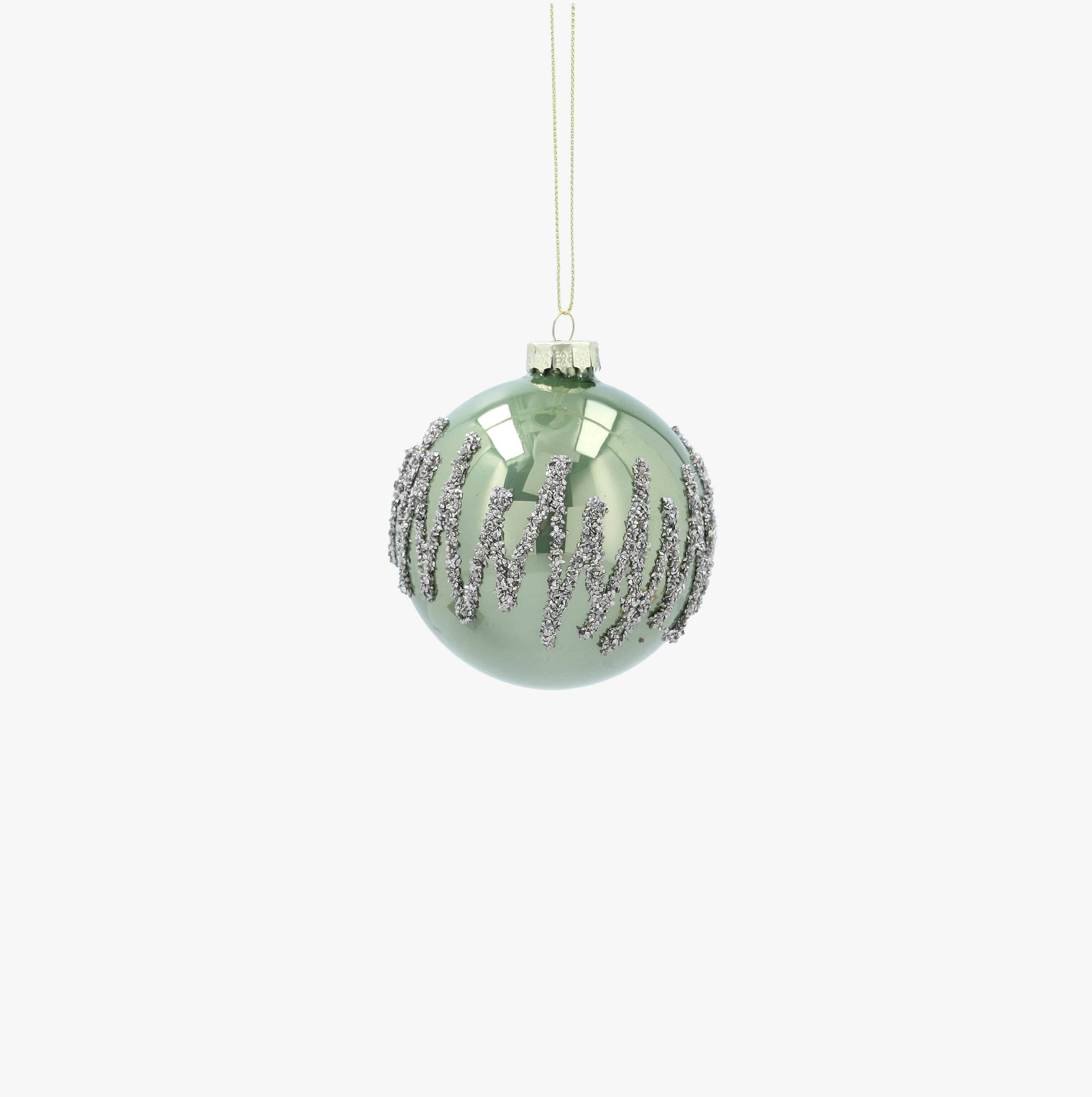 Bola de Navidad verde salvia de cristal &Oslash;8cm