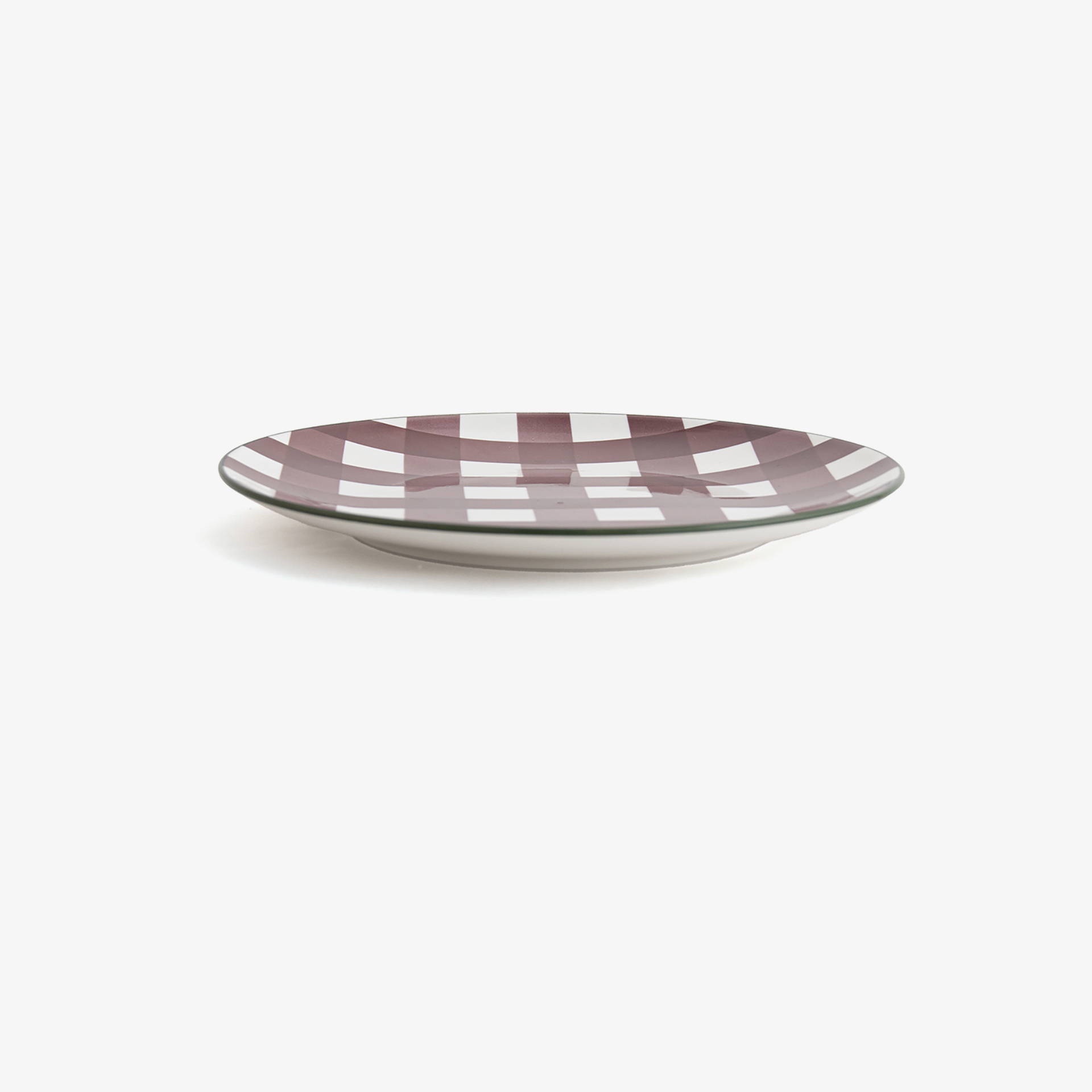 Plato llano de vichy granate de porcelana Pradera &Oslash;25cm
